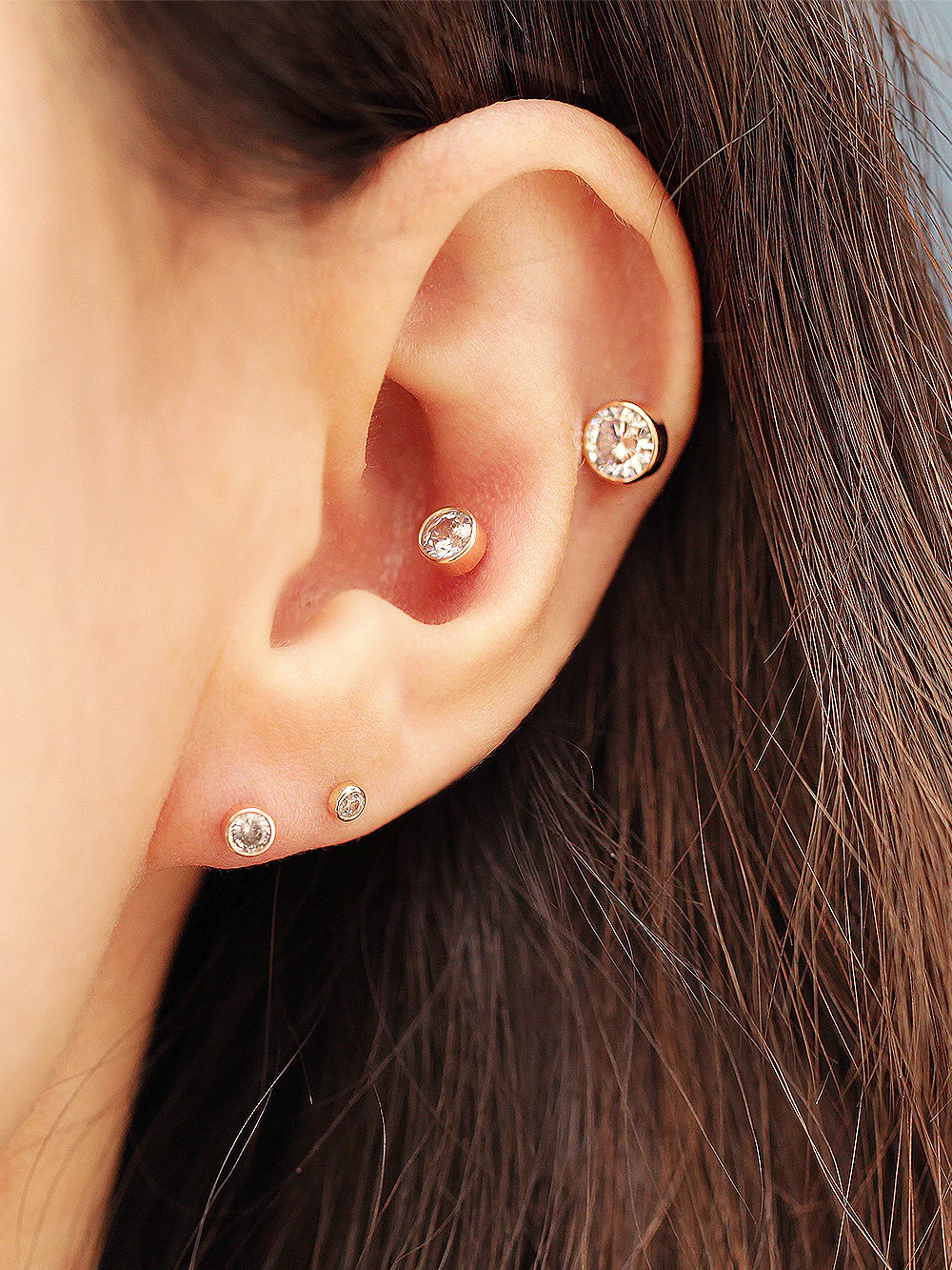 14K Gold Minimal Cubic Cartilage Earring 20g18g - Image 6