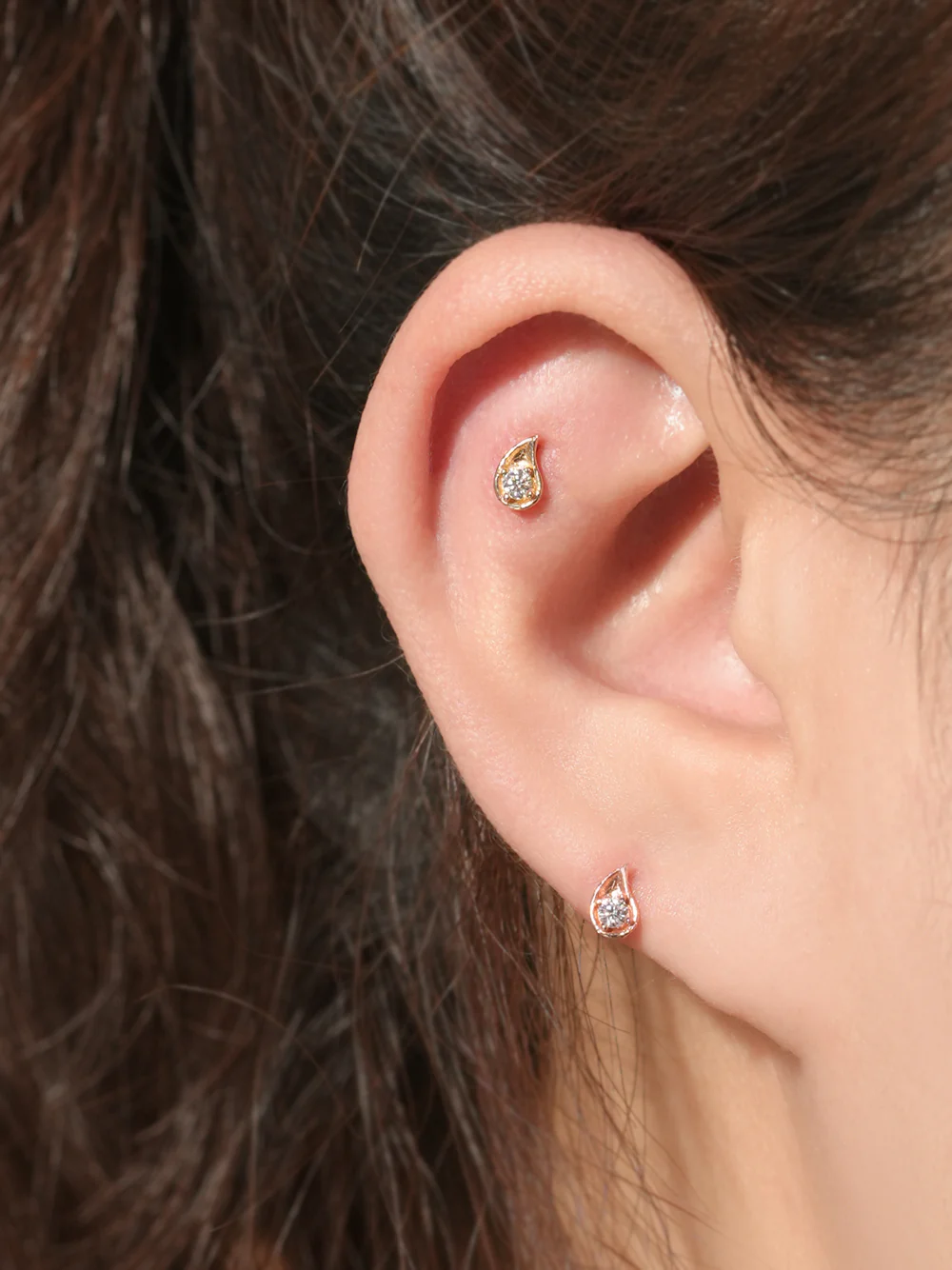 14K Gold Moissanite Dia Prism Cartilage Earring 20G18G16G - Image 10