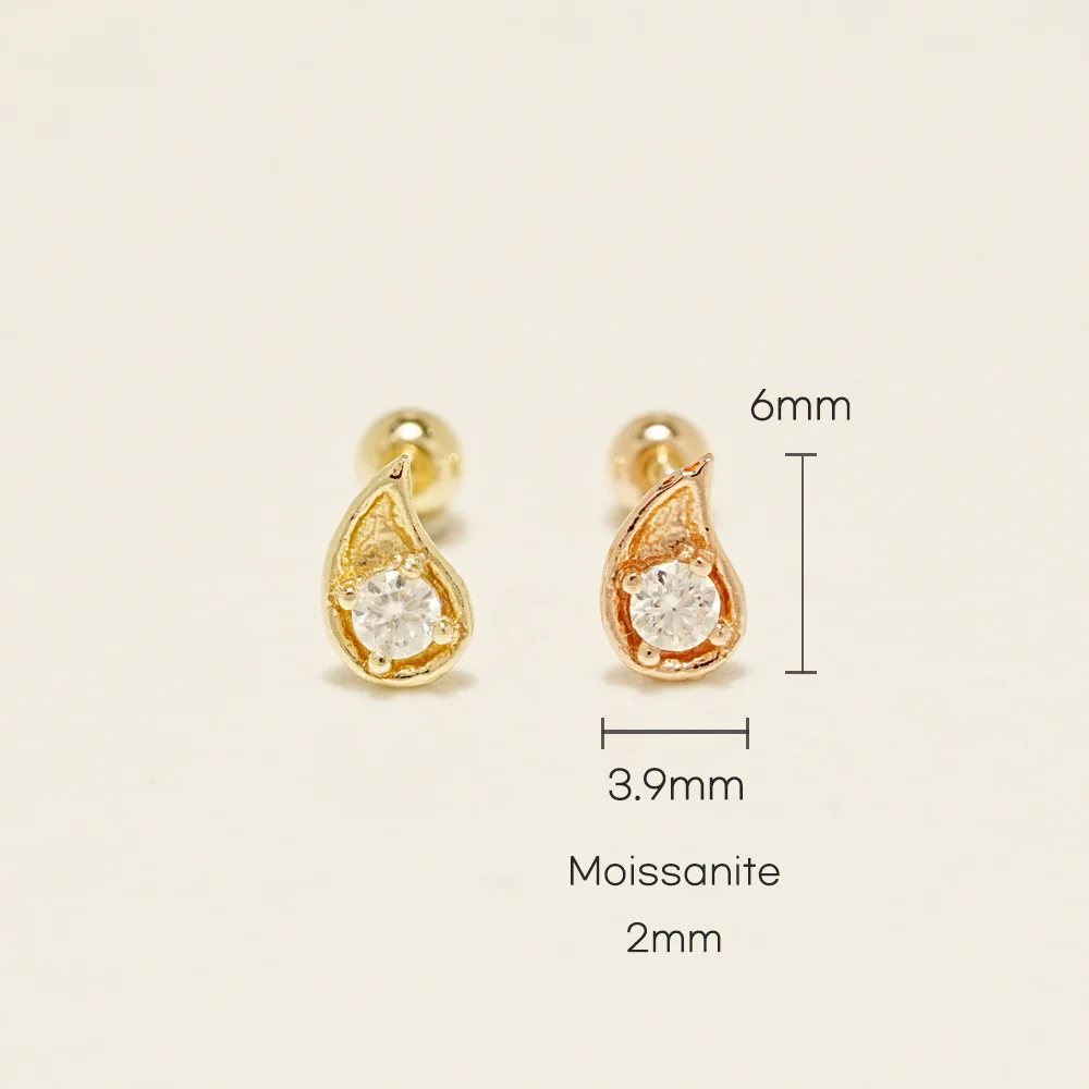 14K Gold Moissanite Dia Prism Cartilage Earring 20G18G16G - Image 13