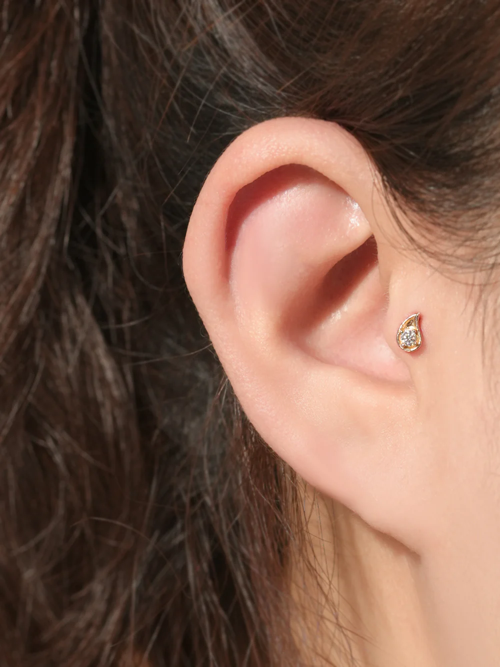 14K Gold Moissanite Dia Prism Cartilage Earring 20G18G16G - Image 6