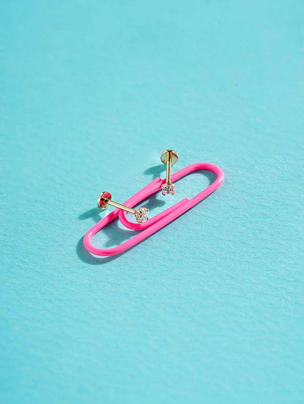 14K Gold Moissanite Nose Internally Threaded Labret Piercing 20G - Image 11