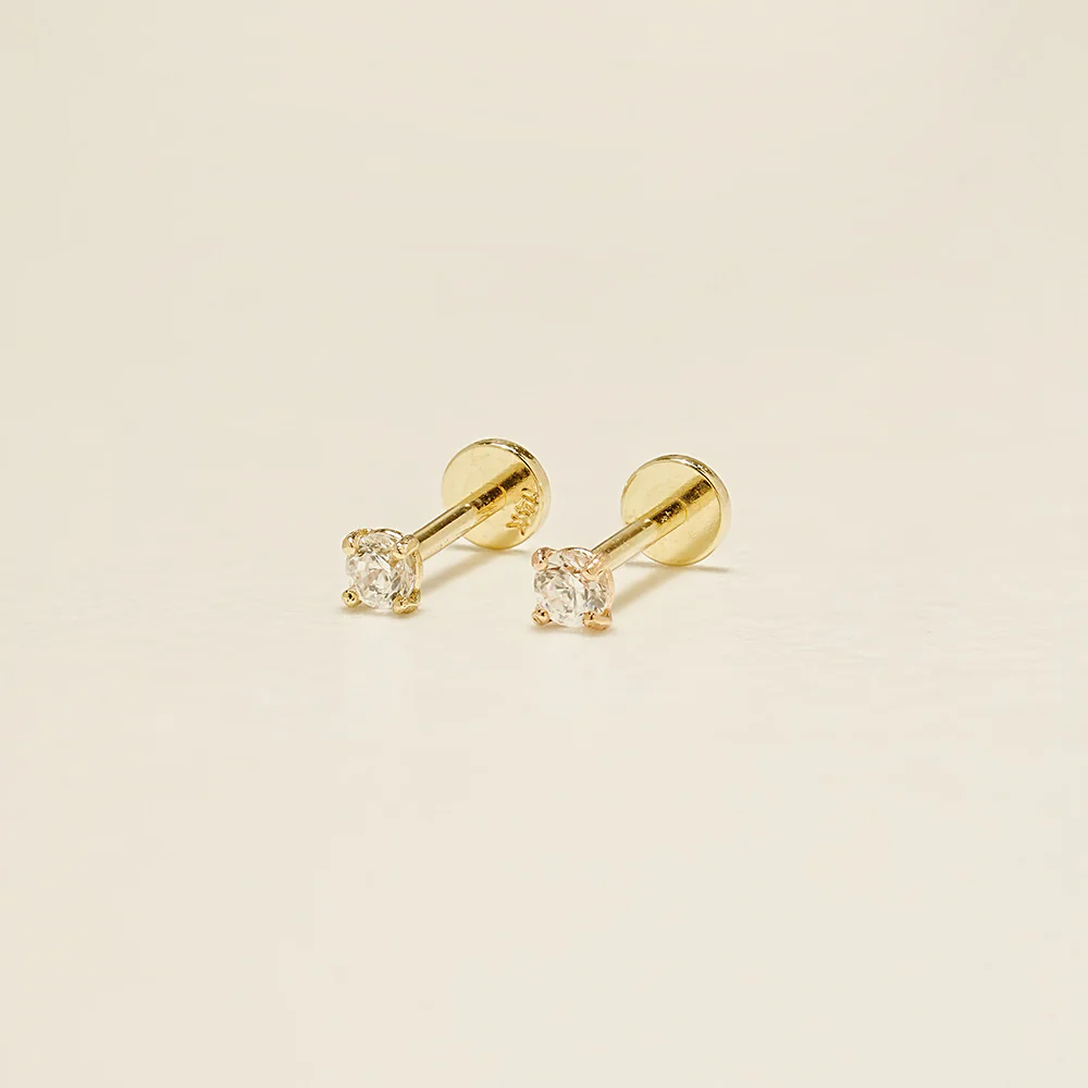 14K Gold Moissanite Nose Internally Threaded Labret Piercing 20G - Image 15