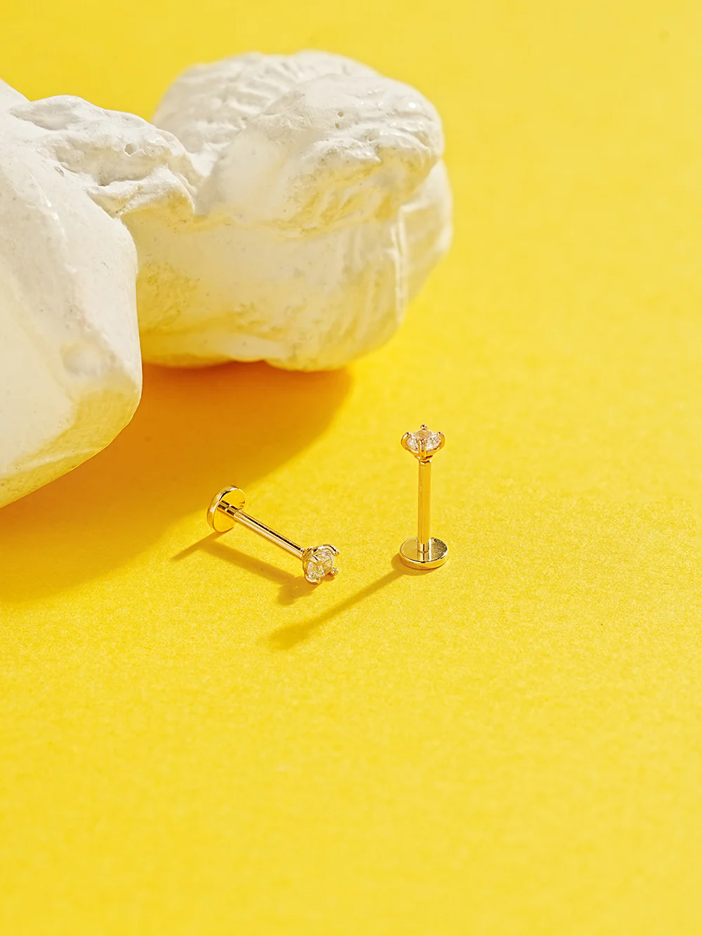 14K Gold Moissanite Nose Internally Threaded Labret Piercing 20G - Image 7