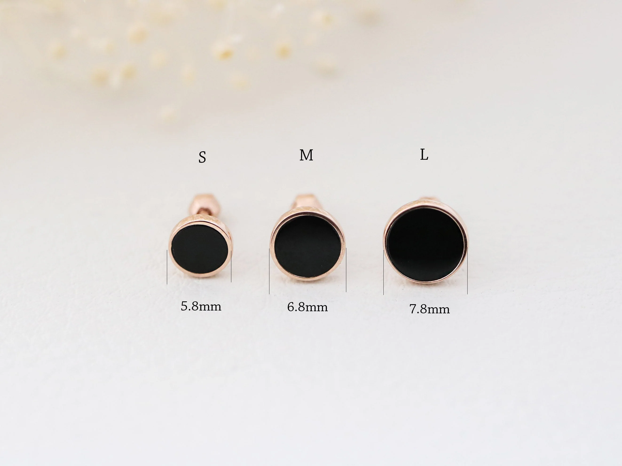 14K Gold Onyx Cartilage Earring S,M,L 18G16G - Image 10