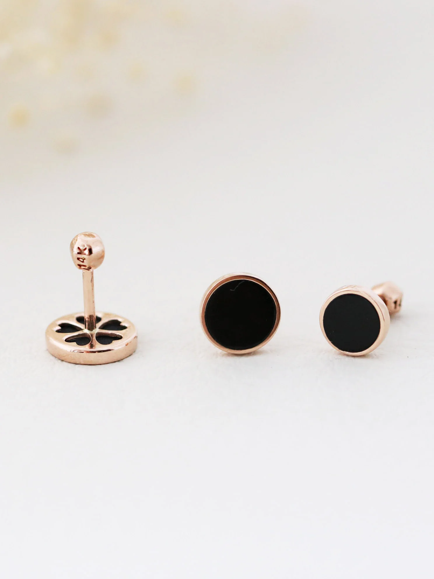 14K Gold Onyx Cartilage Earring S,M,L 18G16G - Image 3