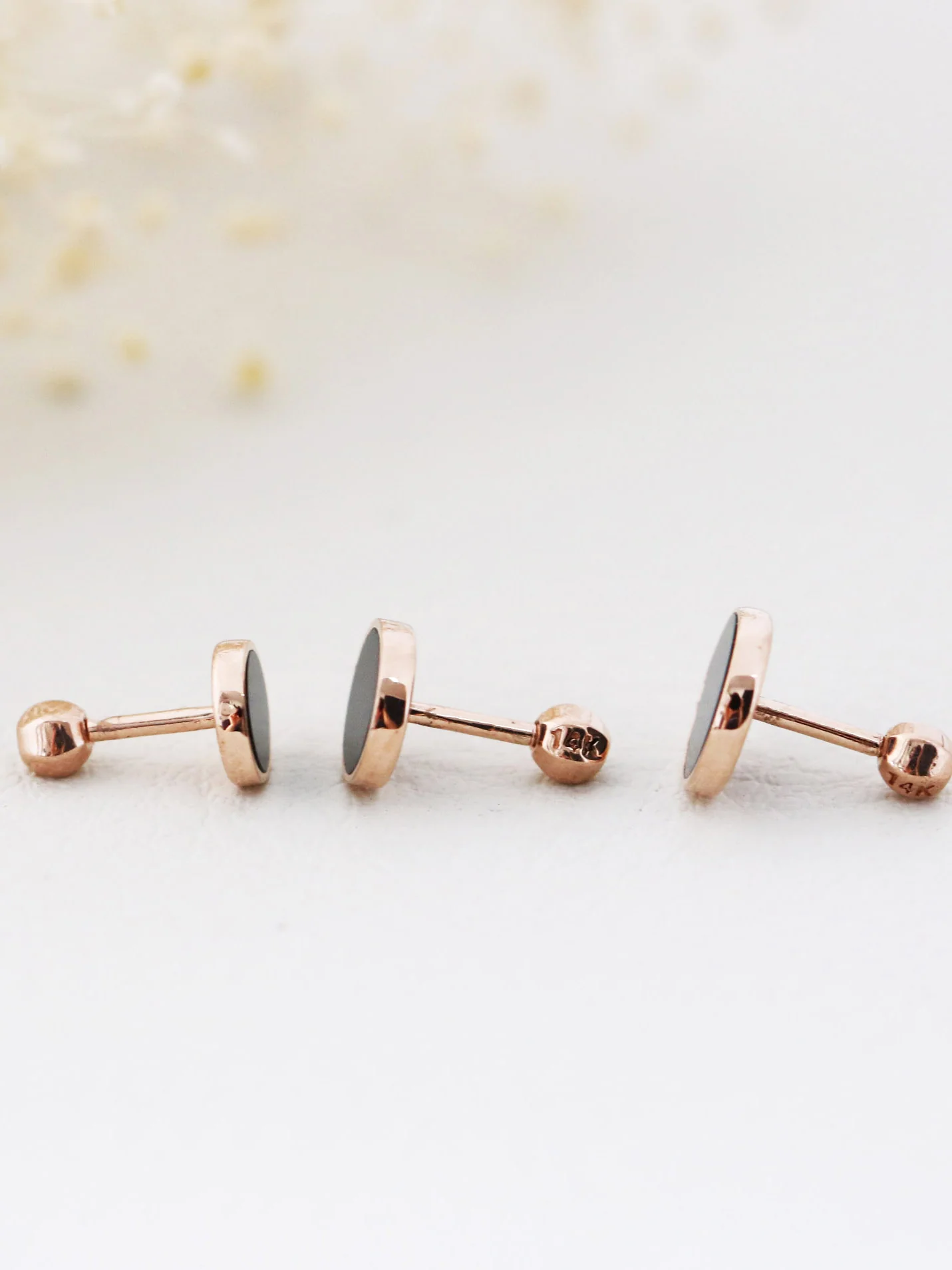 14K Gold Onyx Cartilage Earring S,M,L 18G16G - Image 4