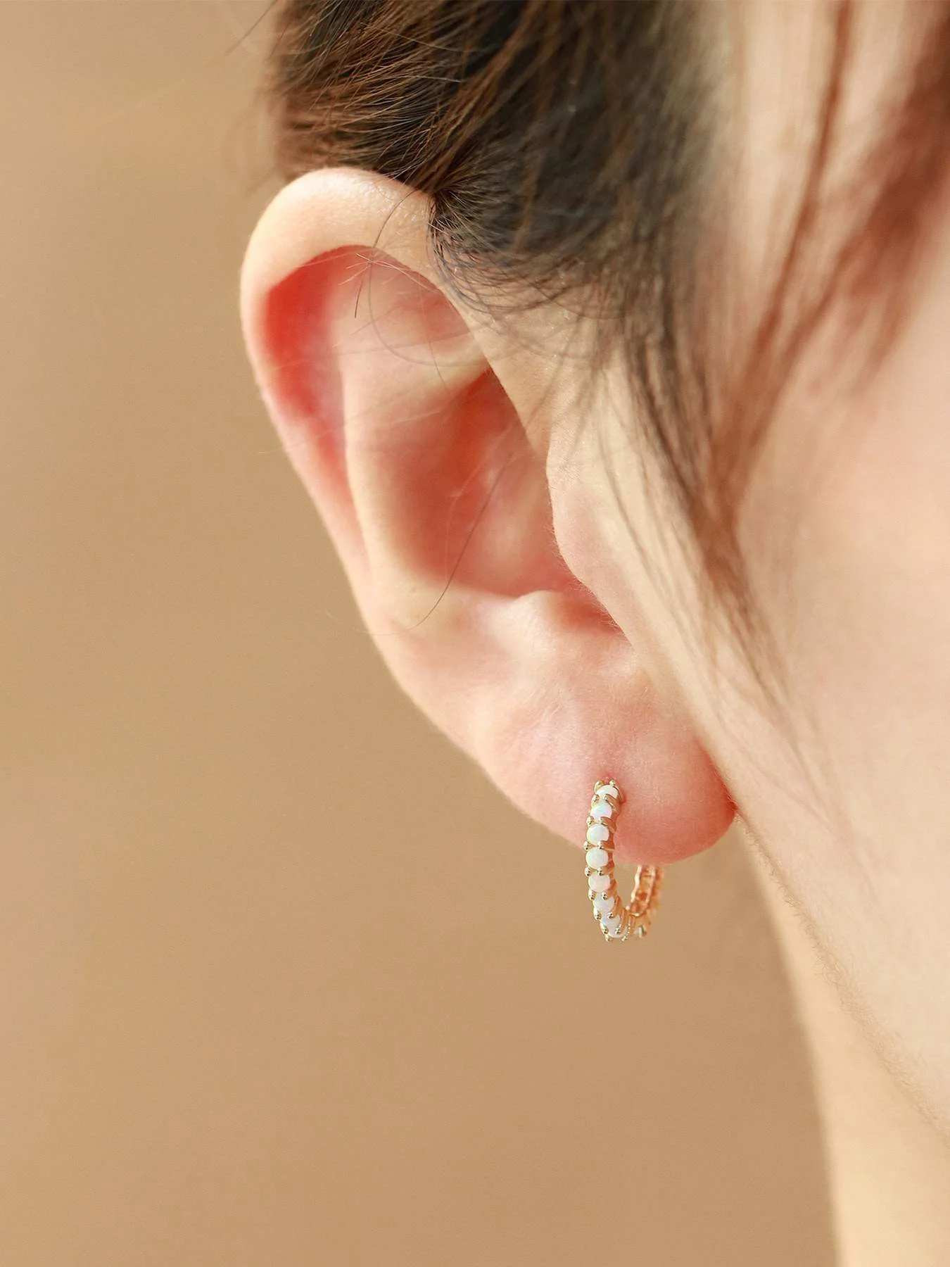 14K Gold Opal Cartilage Hoop Earring - Image 3