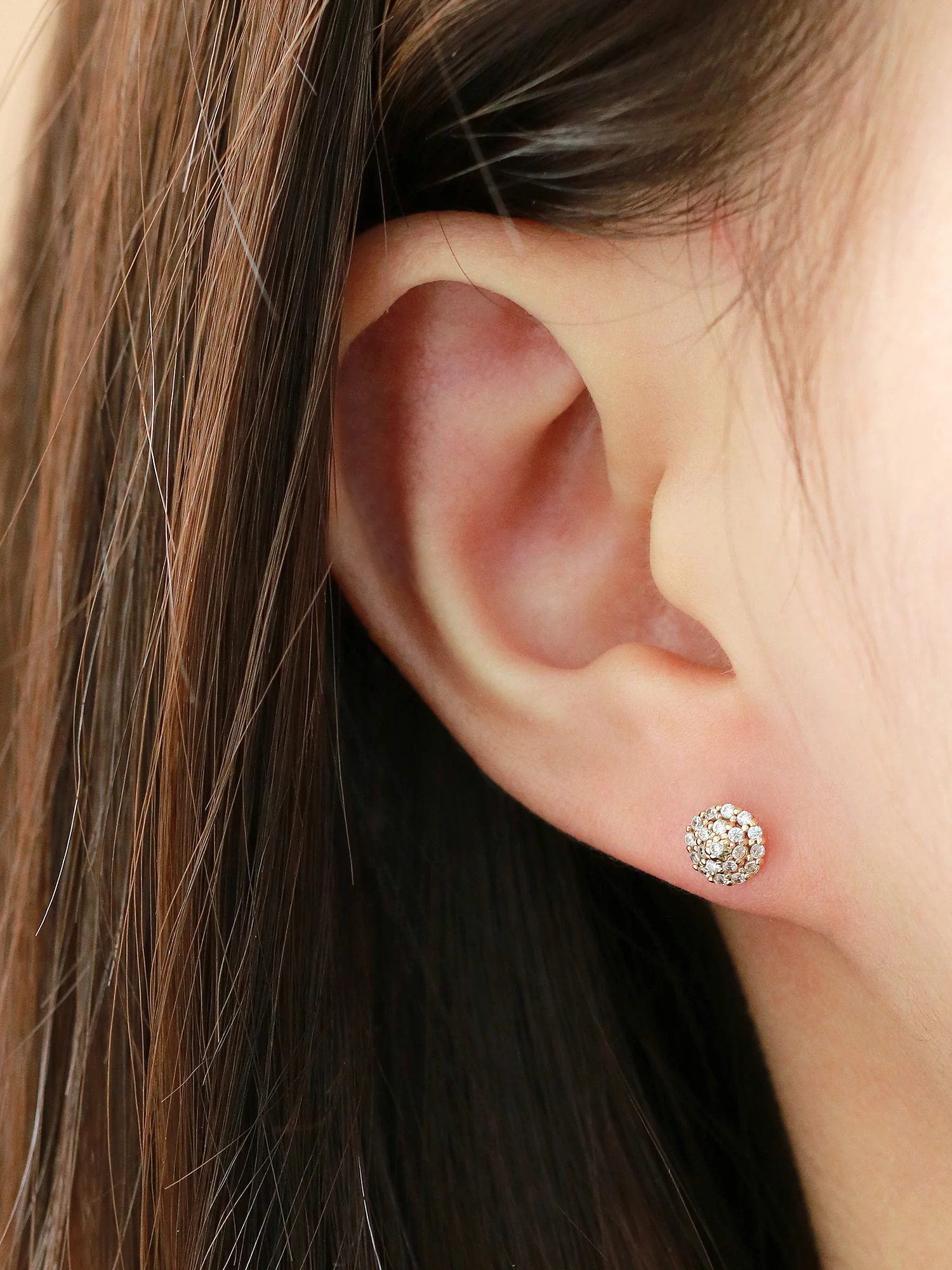 14K Gold Pave Cone CZ Cartilage Earring 18g16g - Image 5