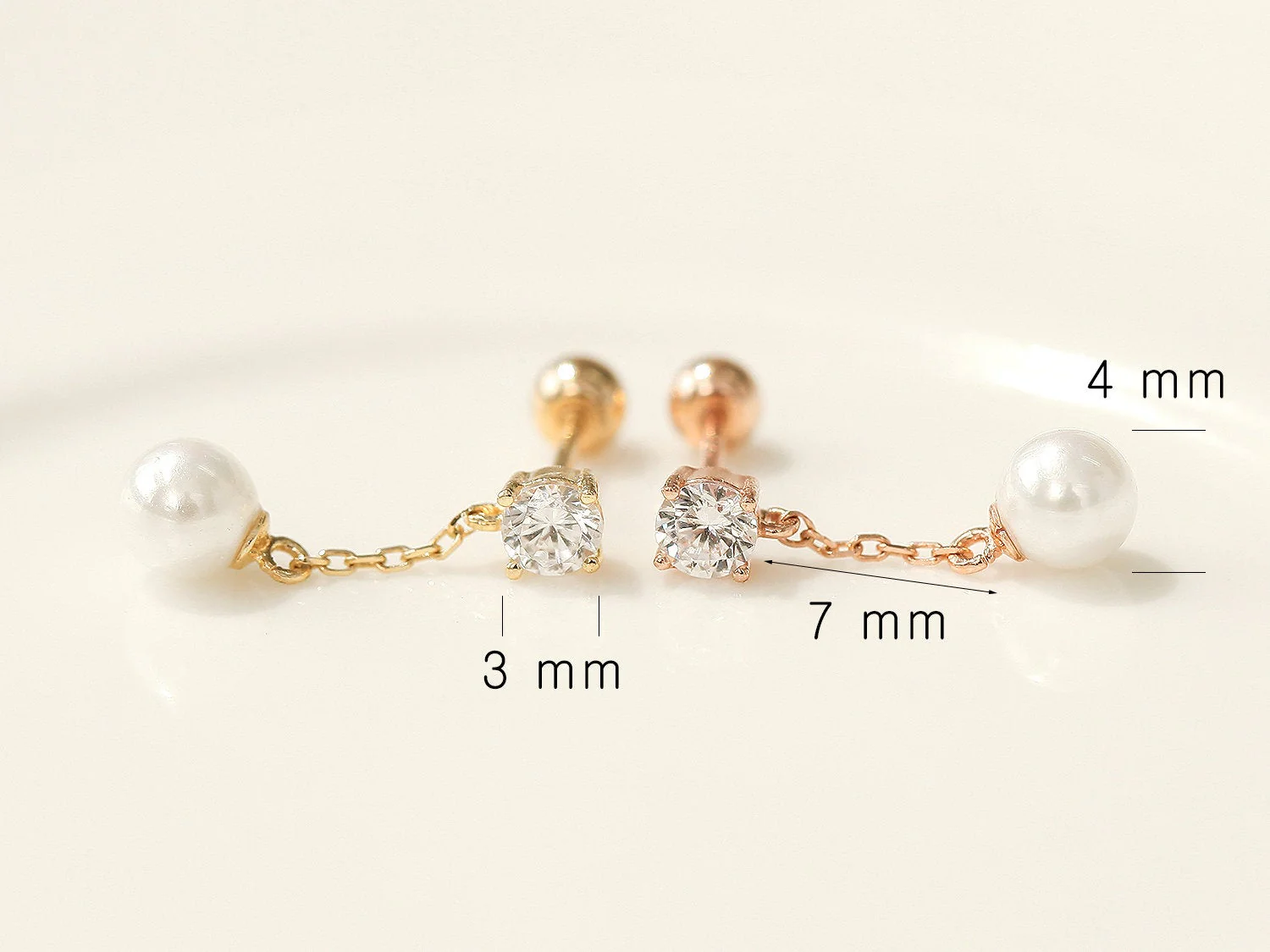 14K Gold Pearl Dangle Cartilage Earring 20G - Image 9