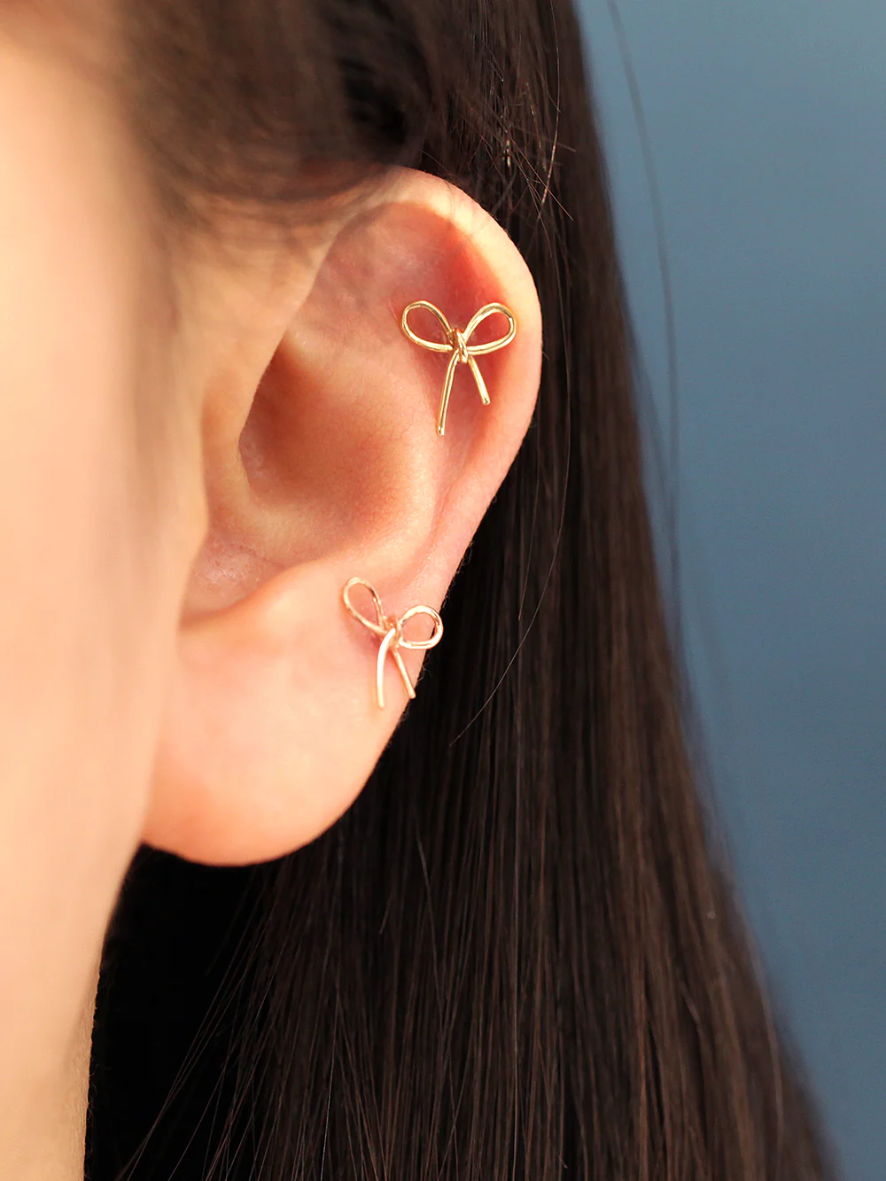 14K Gold Ribbon Internally Threaded Labret Piercing 20G18G16G - Image 4