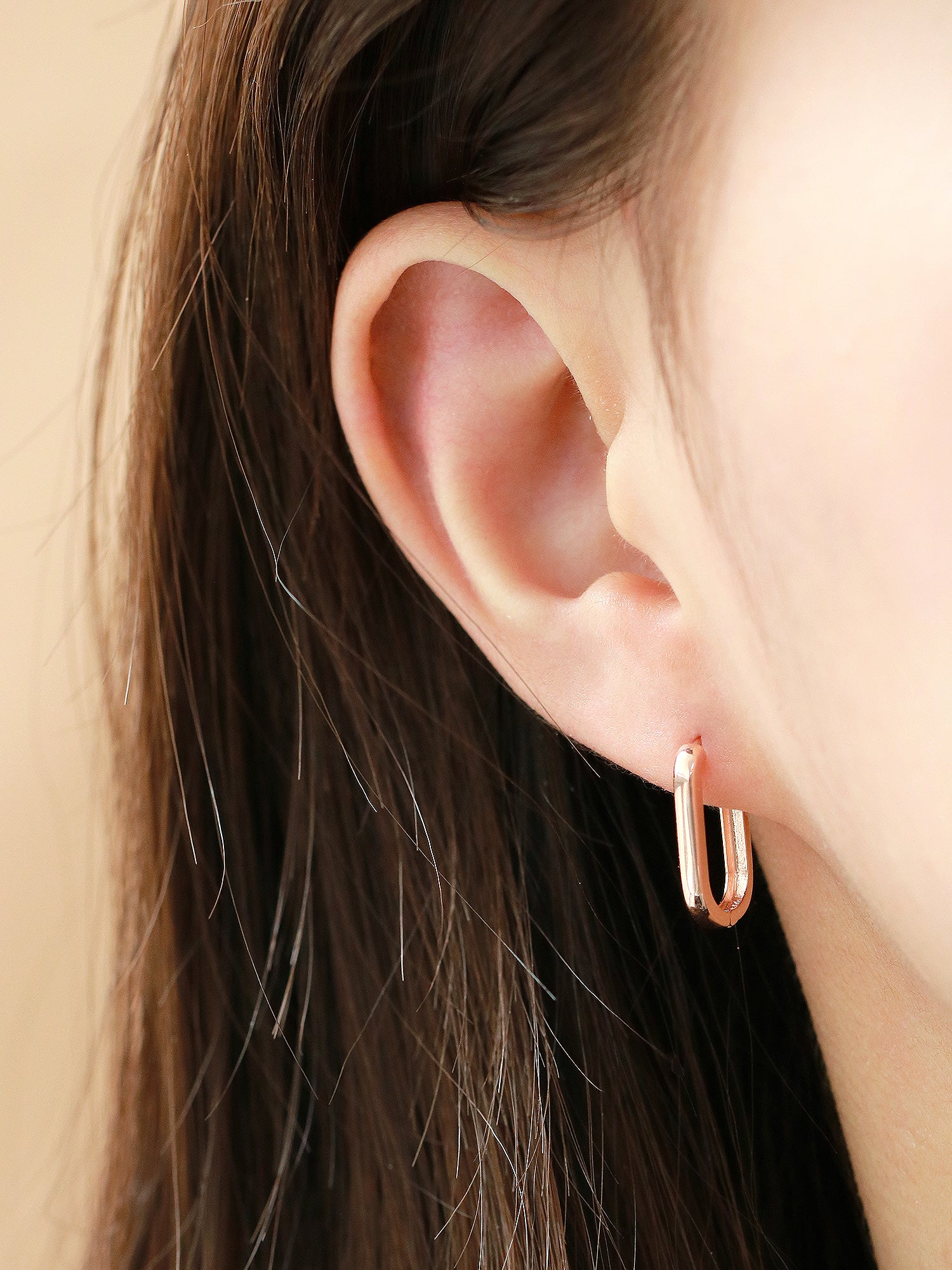 14K Gold Round Square Hoop Earring - Image 3