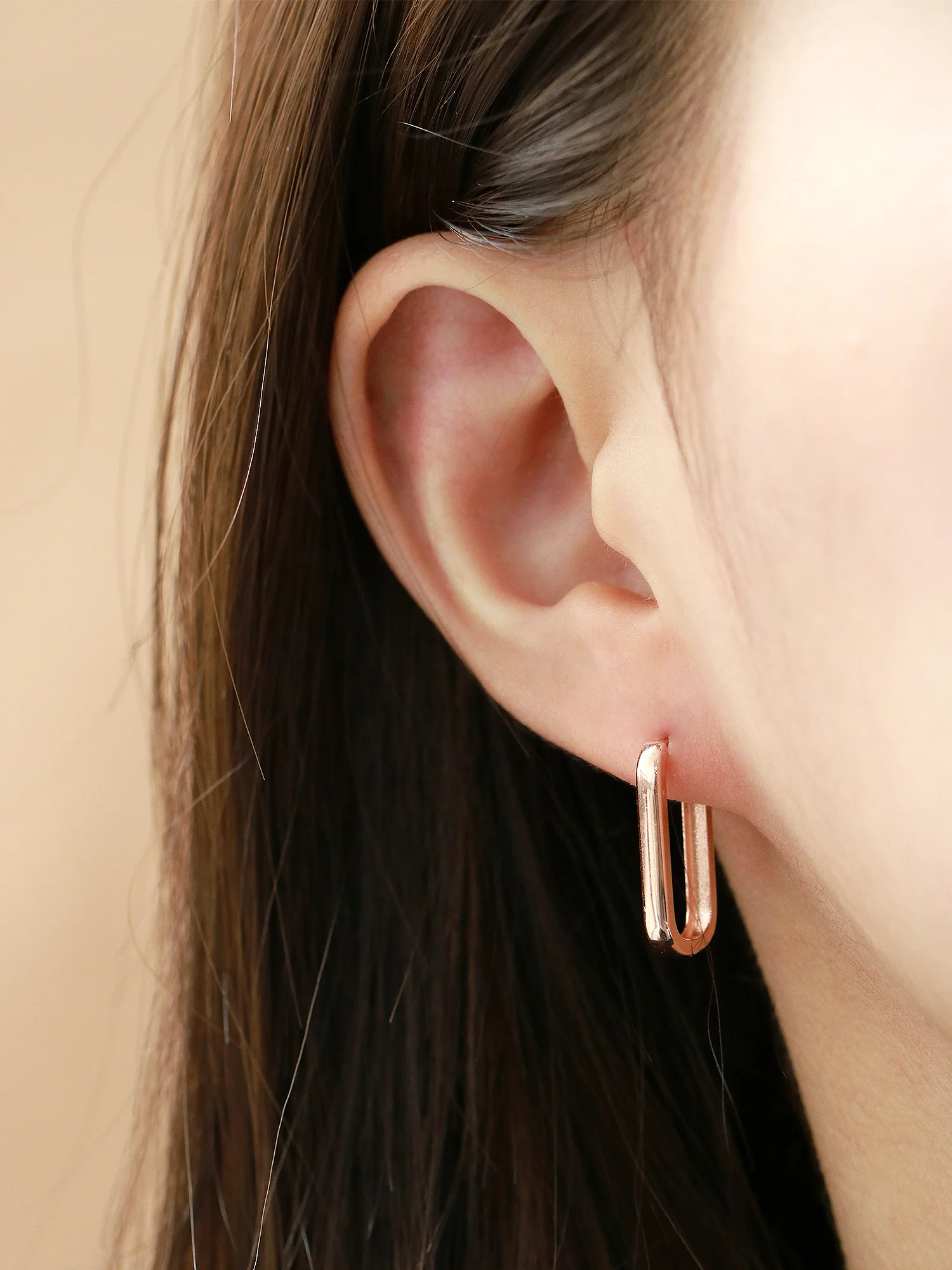 14K Gold Round Square Hoop Earring - Image 4