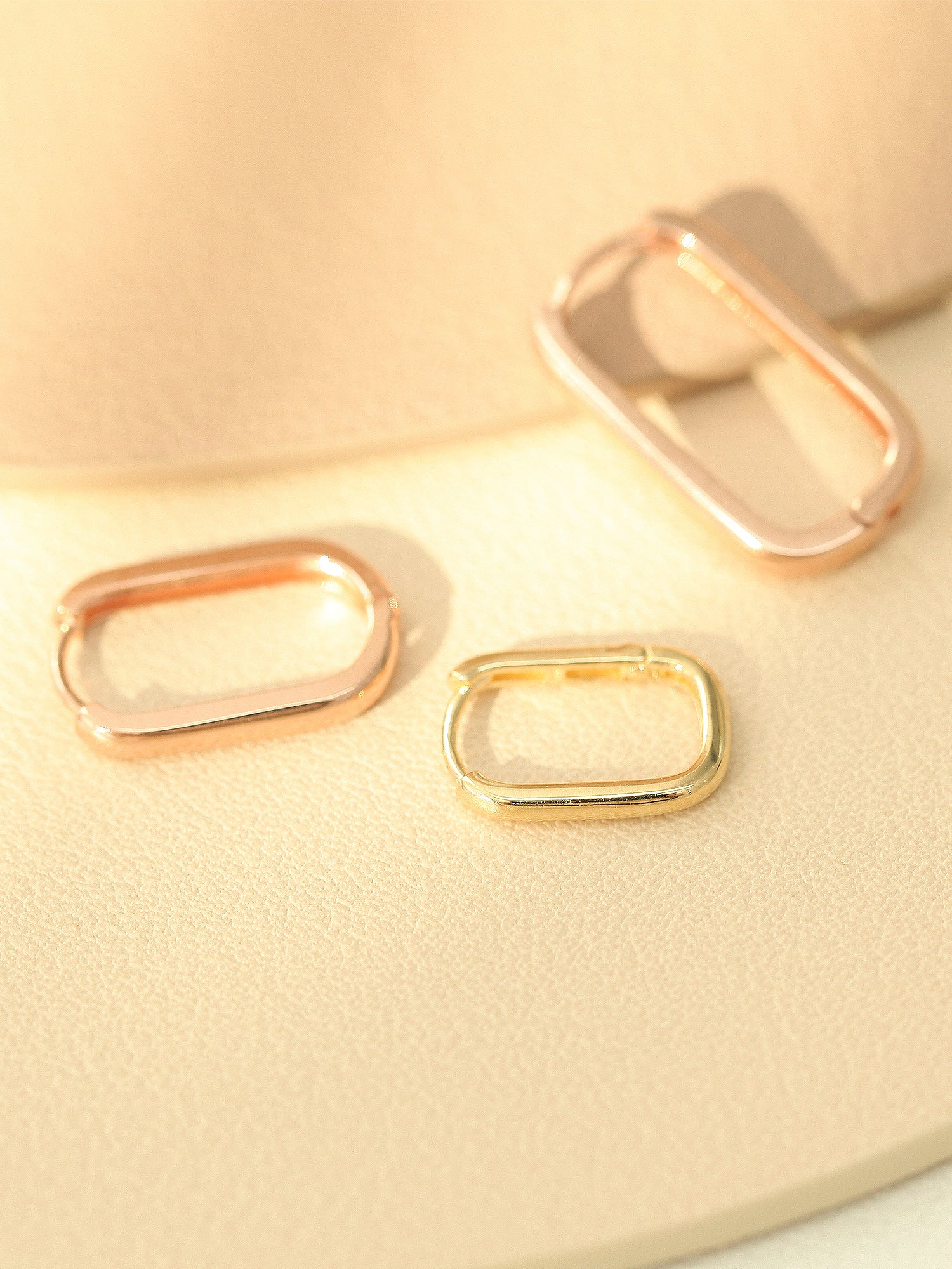 14K Gold Round Square Hoop Earring - Image 5