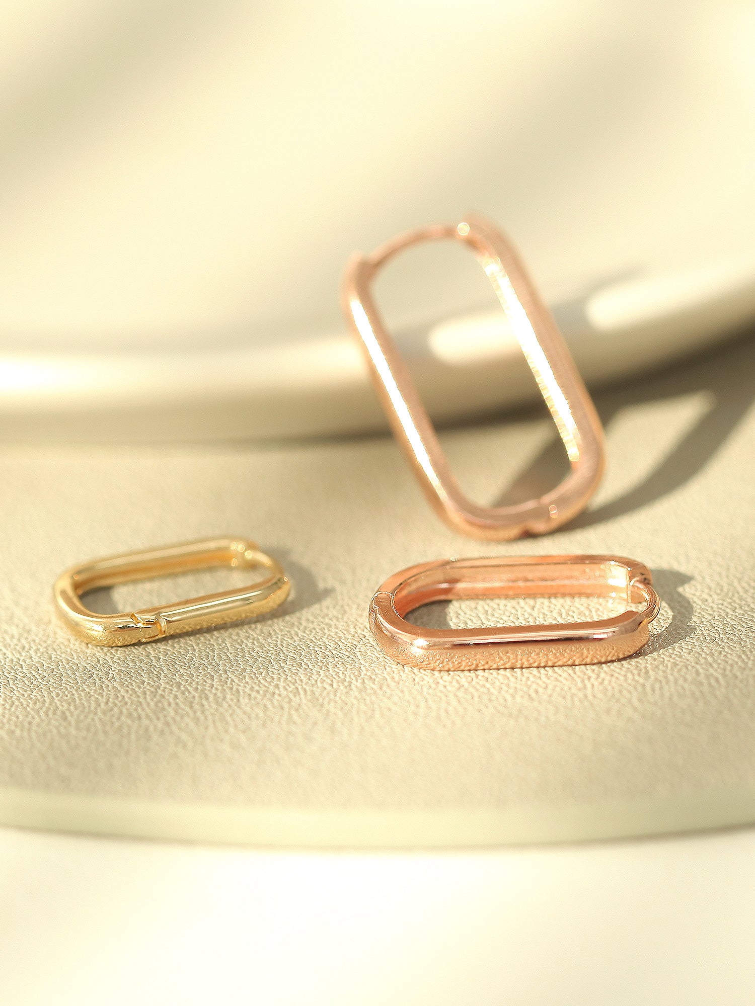 14K Gold Round Square Hoop Earring - Image 7