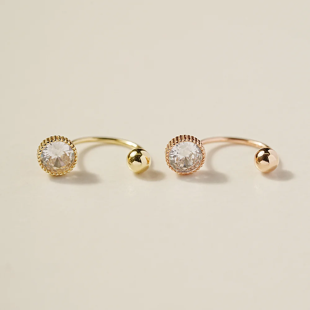 14K Gold Simple Round Curve Piercing 20G - Image 3