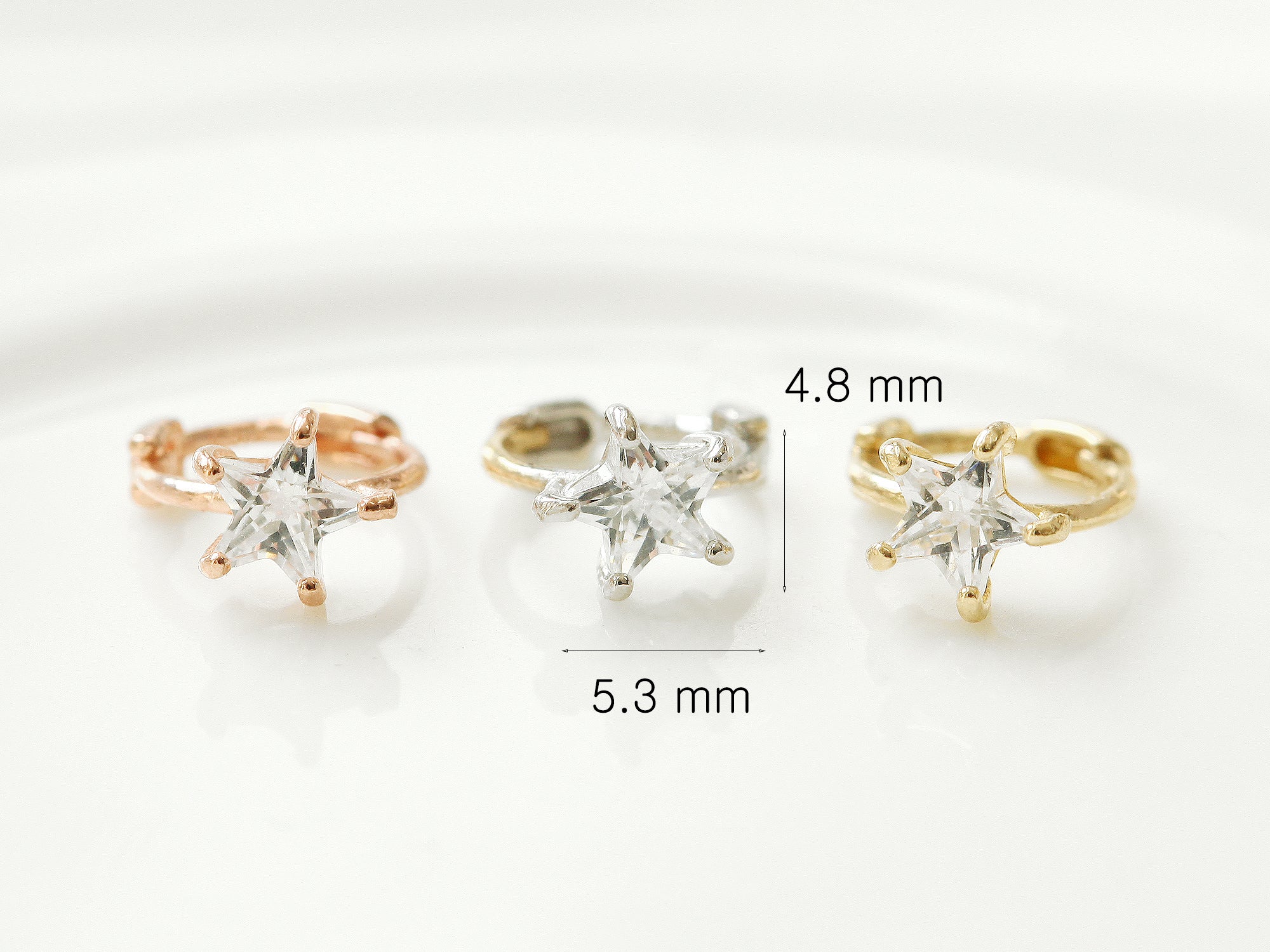 14K Gold Star Hoop Earring - Image 11