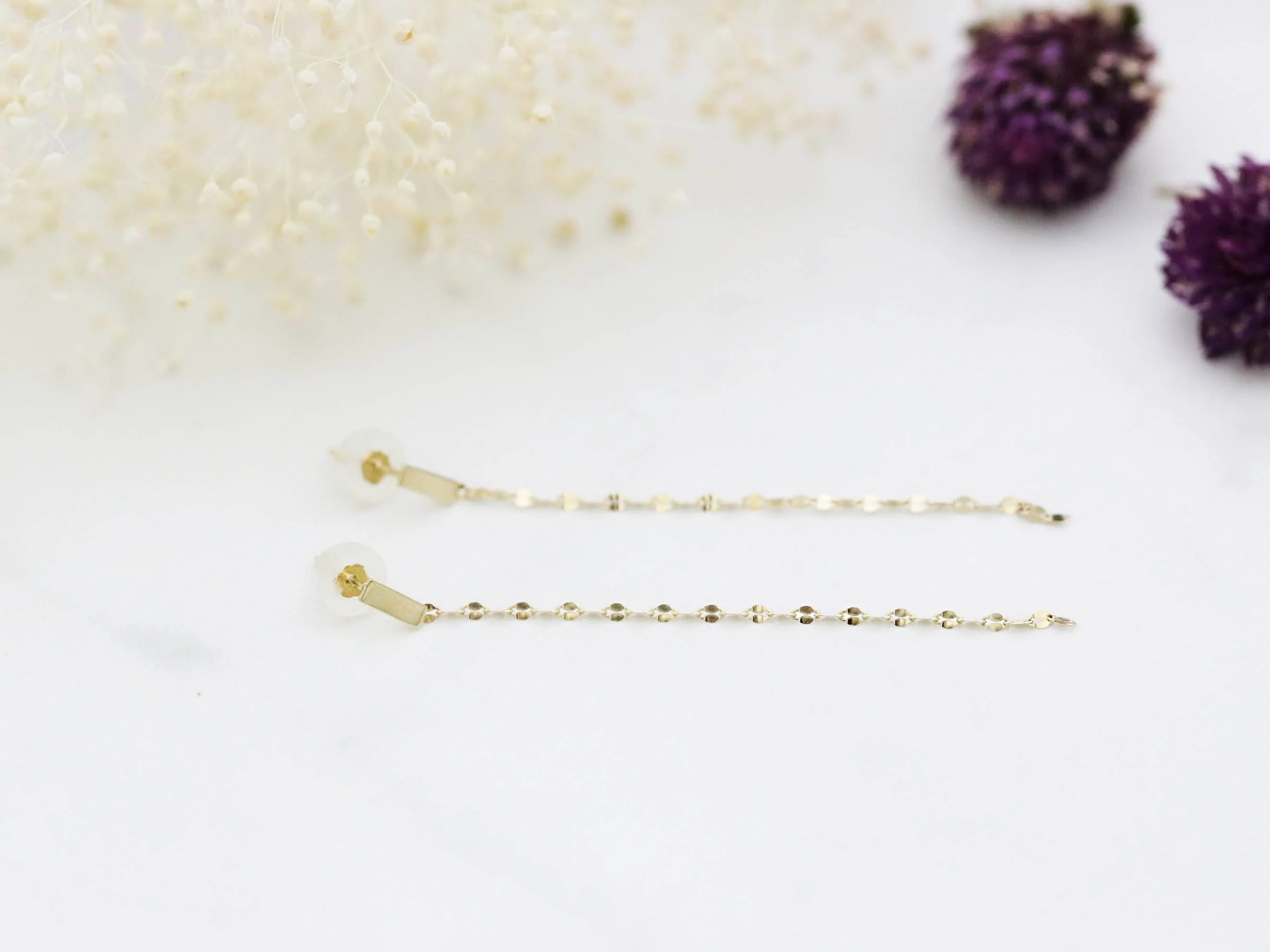 14K Gold Stick Drop Earring - Image 8