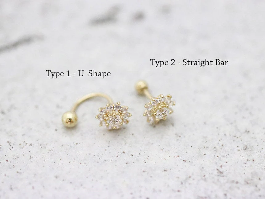 14K Gold Sun Flower Tragus Piercing 18G16G - Image 11