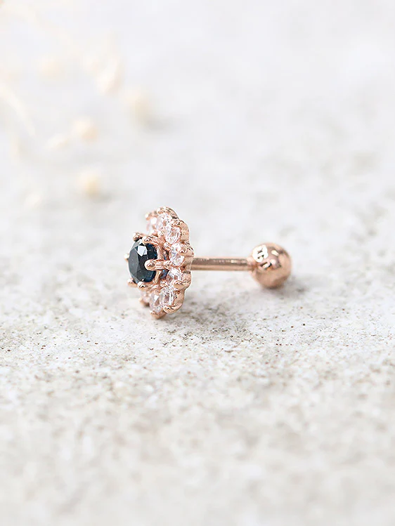 14K Gold Sun Flower Tragus Piercing 18G16G - Image 5