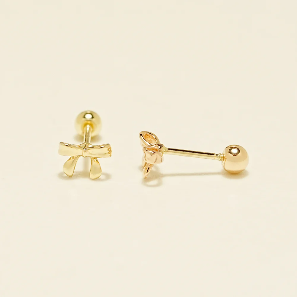 14K Gold Sweet Ribbon Cartilage Earring 20G18G16G - Image 11