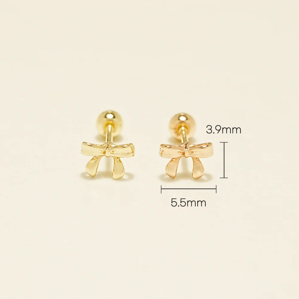 14K Gold Sweet Ribbon Cartilage Earring 20G18G16G - Image 13