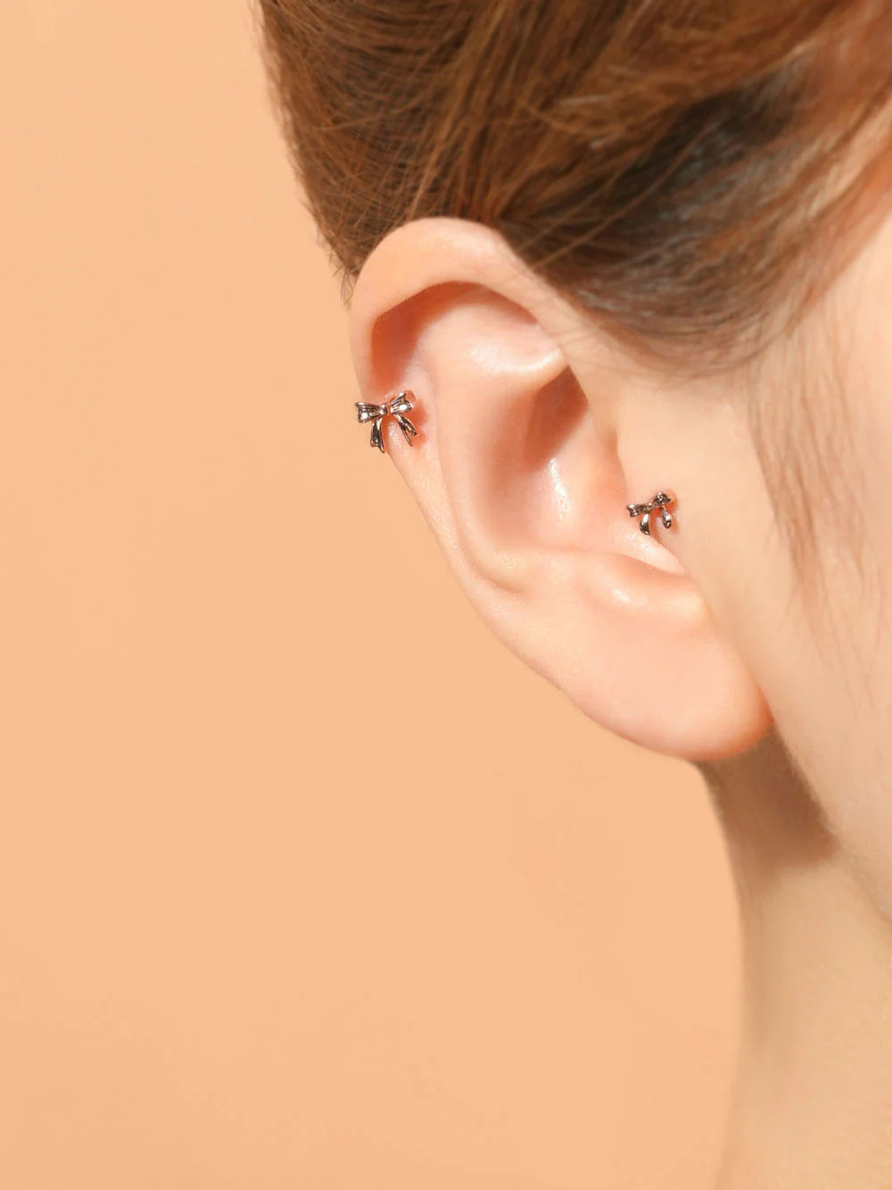 14K Gold Sweet Ribbon Cartilage Earring 20G18G16G - Image 9