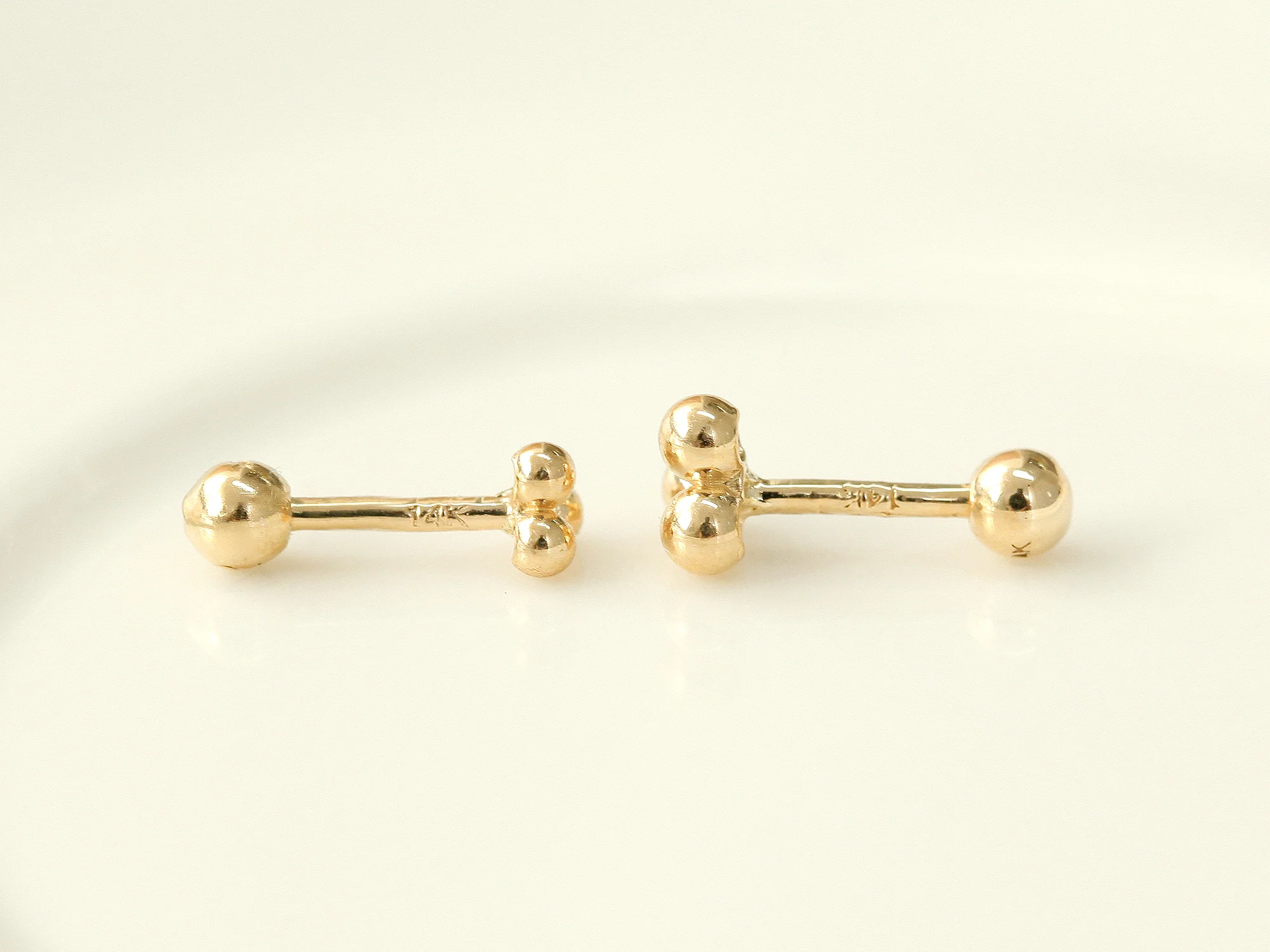 14K Gold Triangle Ball Labret Piercing S,M 18G16G - Image 11