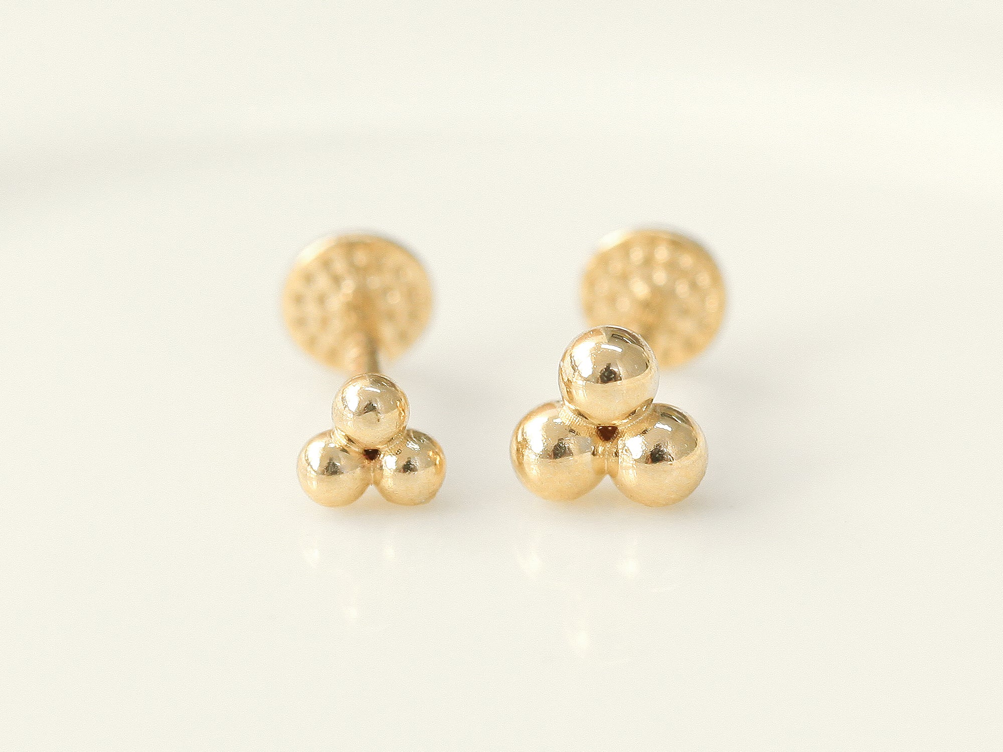 14K Gold Triangle Ball Labret Piercing S,M 18G16G - Image 12