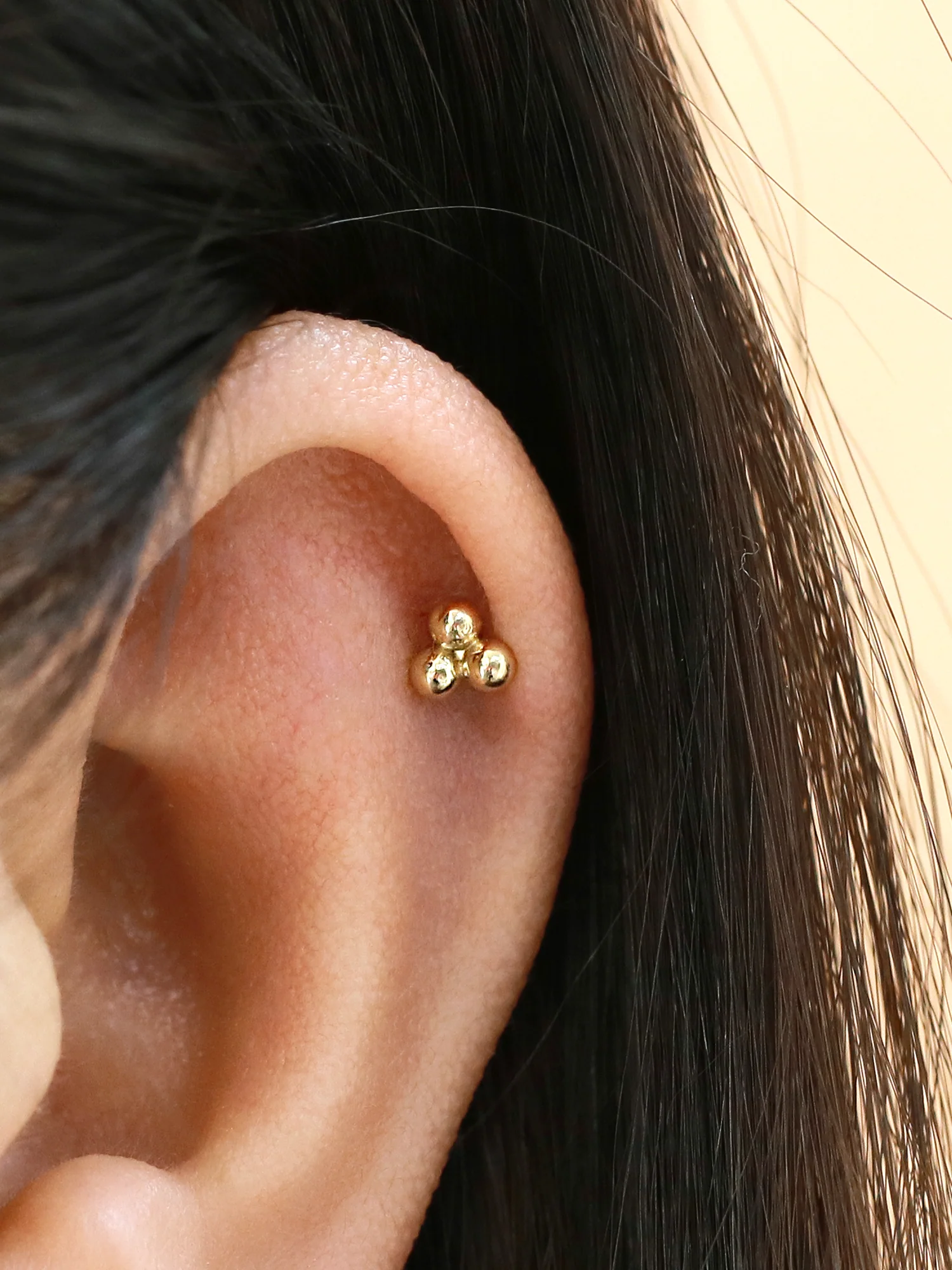 14K Gold Triangle Ball Labret Piercing S,M 18G16G - Image 6