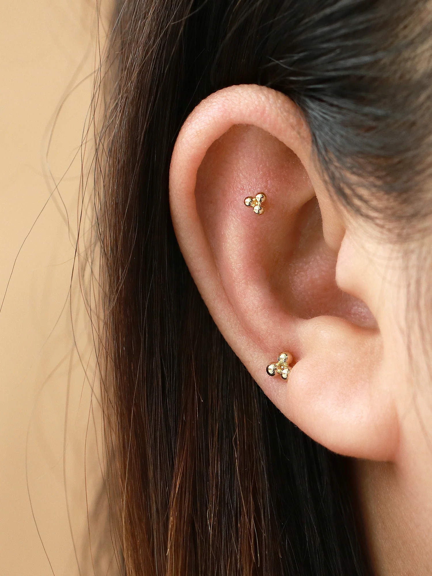 14K Gold Triangle Ball Labret Piercing S,M 18G16G - Image 7