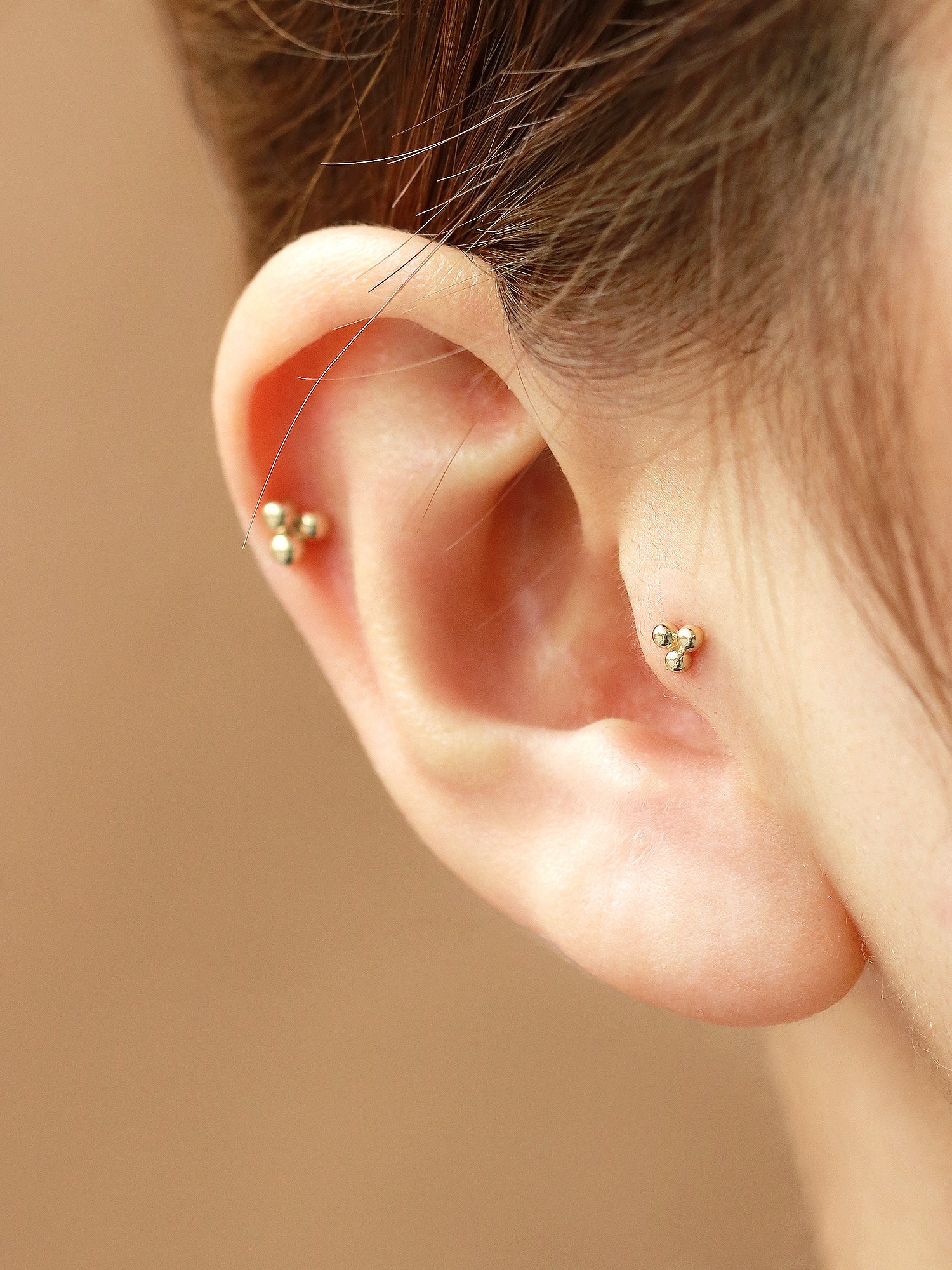 14K Gold Triangle Ball Labret Piercing S,M 18G16G - Image 8