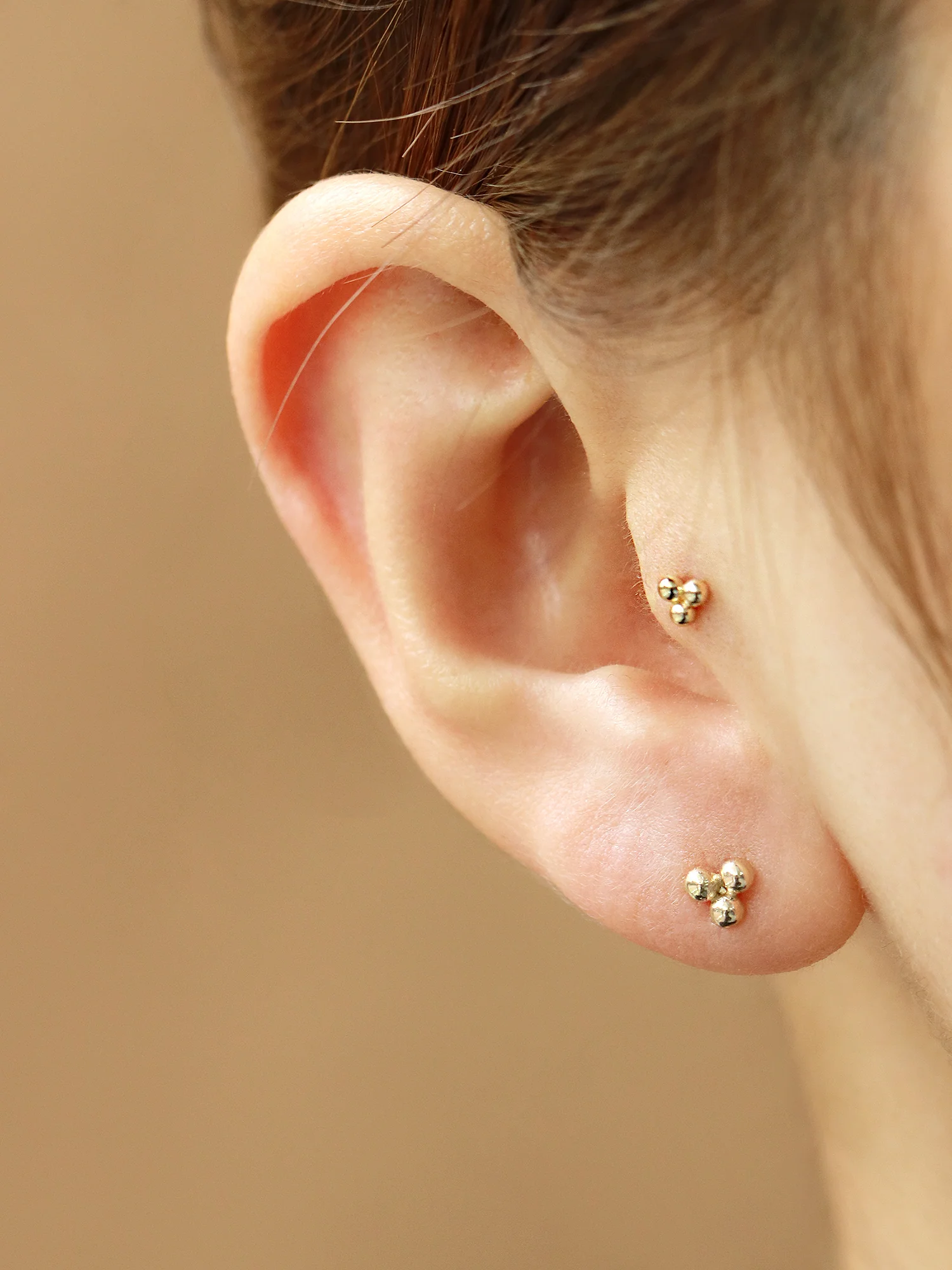 14K Gold Triangle Ball Labret Piercing S,M 18G16G - Image 9