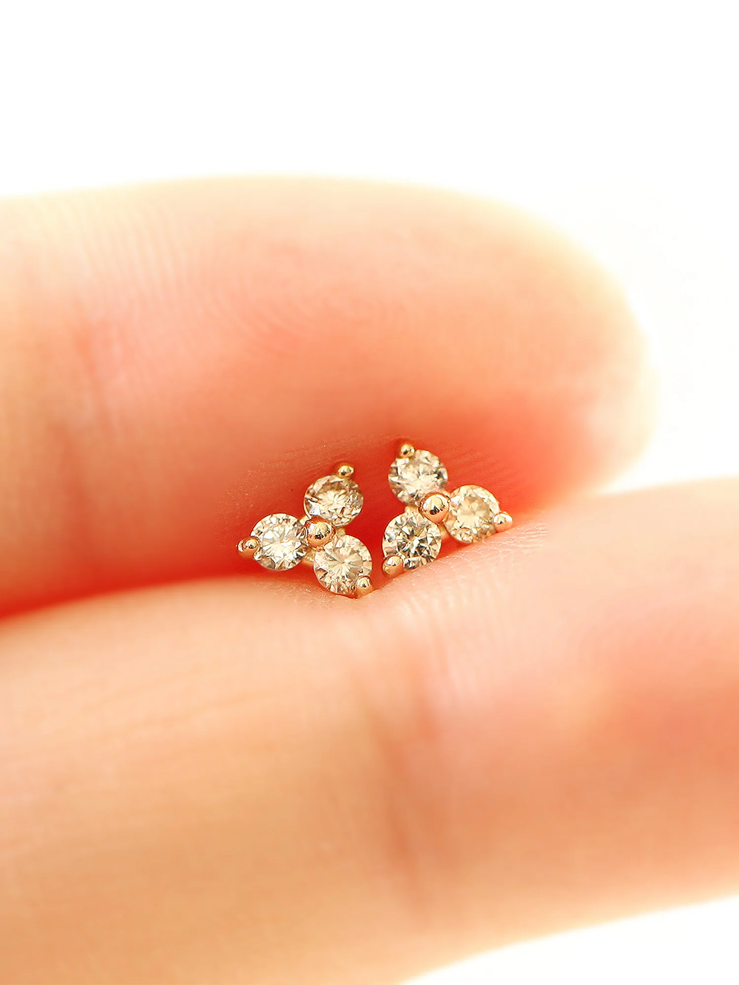 14K Gold Triangle Cognac Diamond Earring - Image 7