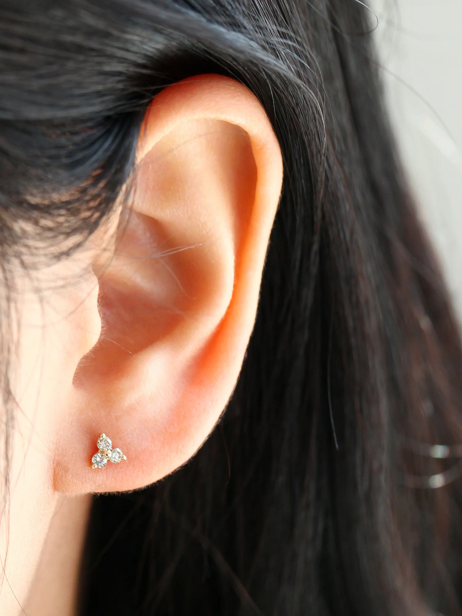 14K Gold Triangle Cognac Diamond Earring - Image 8