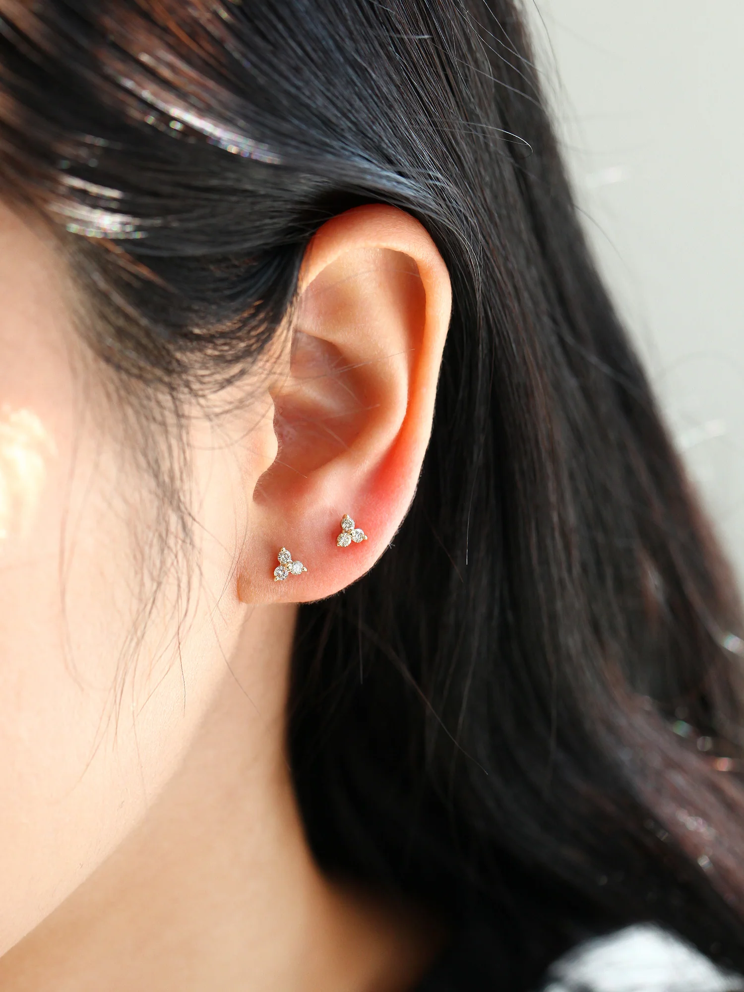 14K Gold Triangle Cognac Diamond Earring - Image 9