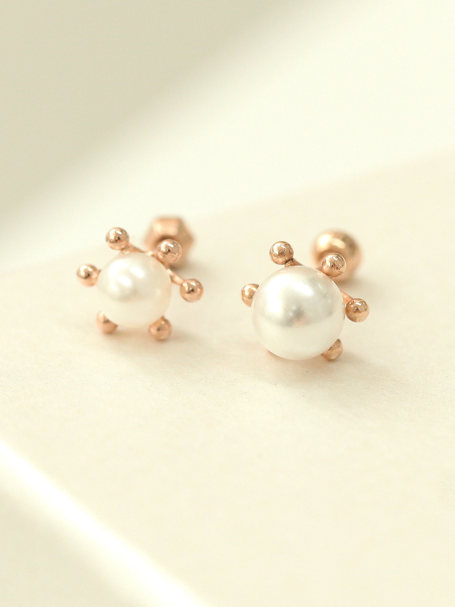 14K Gold Triple Flower Pearl Cartilage Earring 18G16G - Image 10