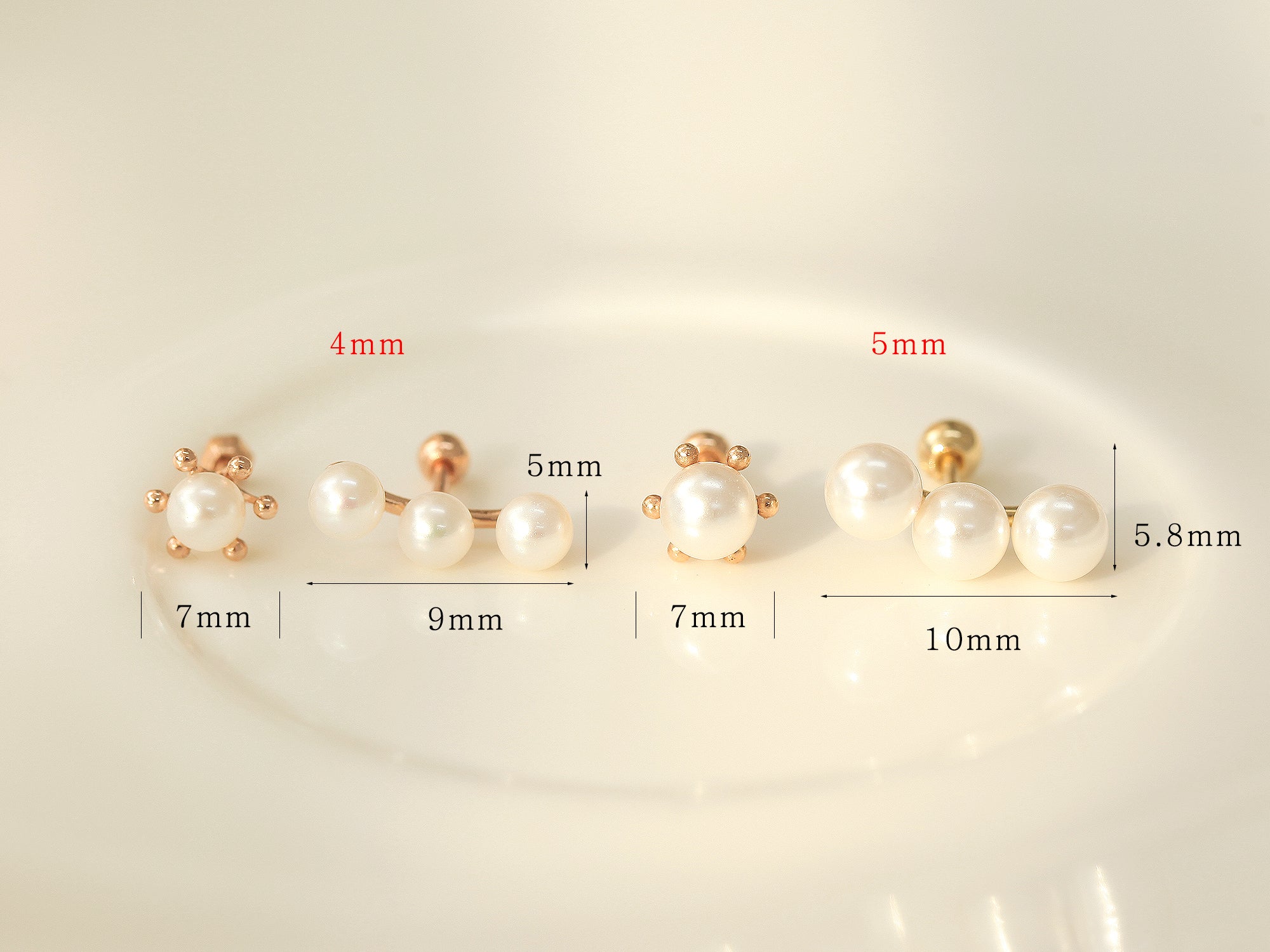 14K Gold Triple Flower Pearl Cartilage Earring 18G16G - Image 20