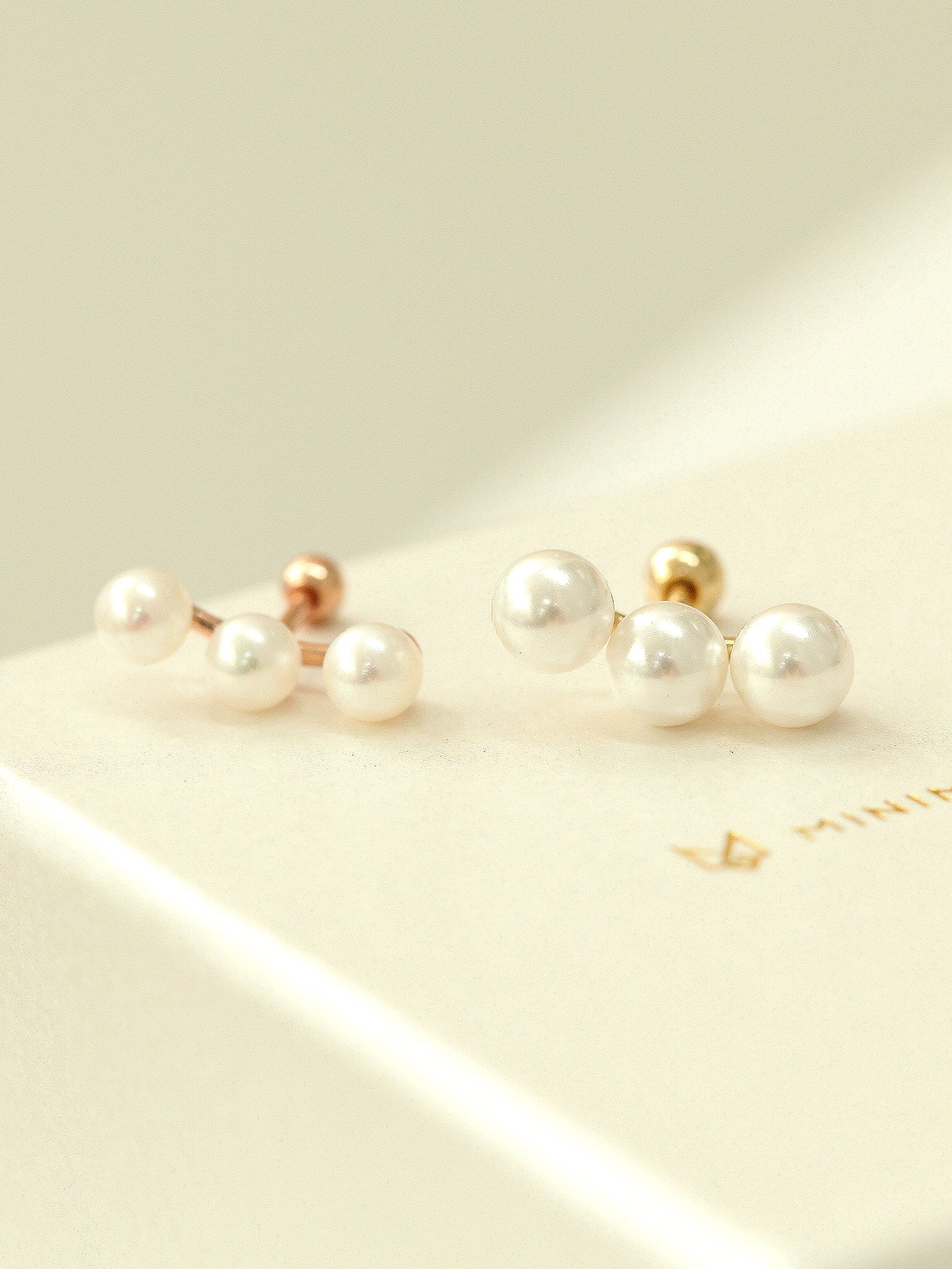 14K Gold Triple Flower Pearl Cartilage Earring 18G16G - Image 9