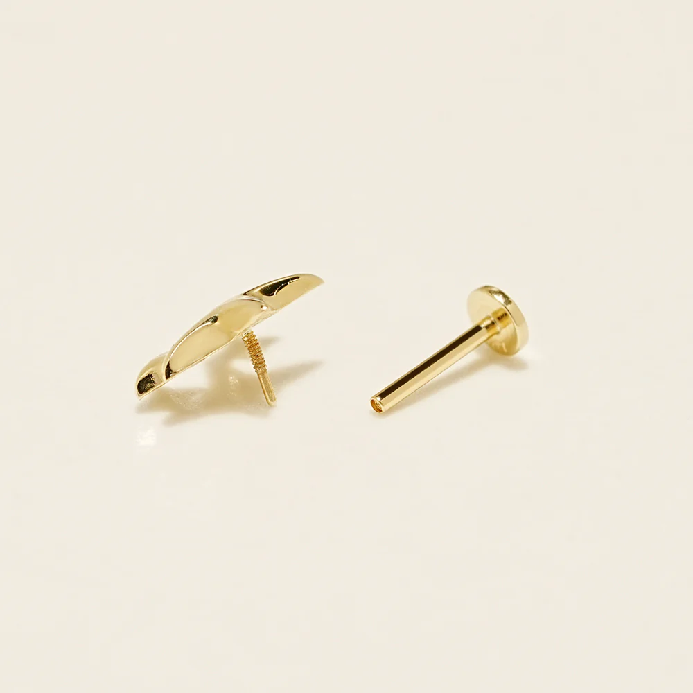 14K Gold Twinkle Glossy Internally Threaded Labret Piercing 20G - Image 13