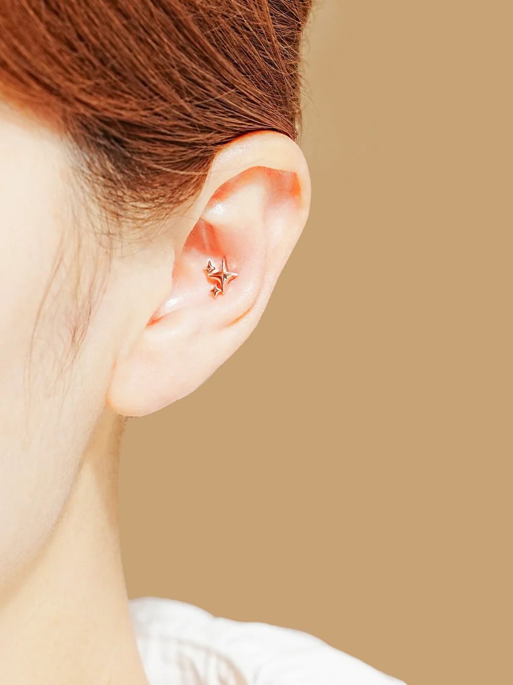 14K Gold Twinkle Glossy Internally Threaded Labret Piercing 20G - Image 4