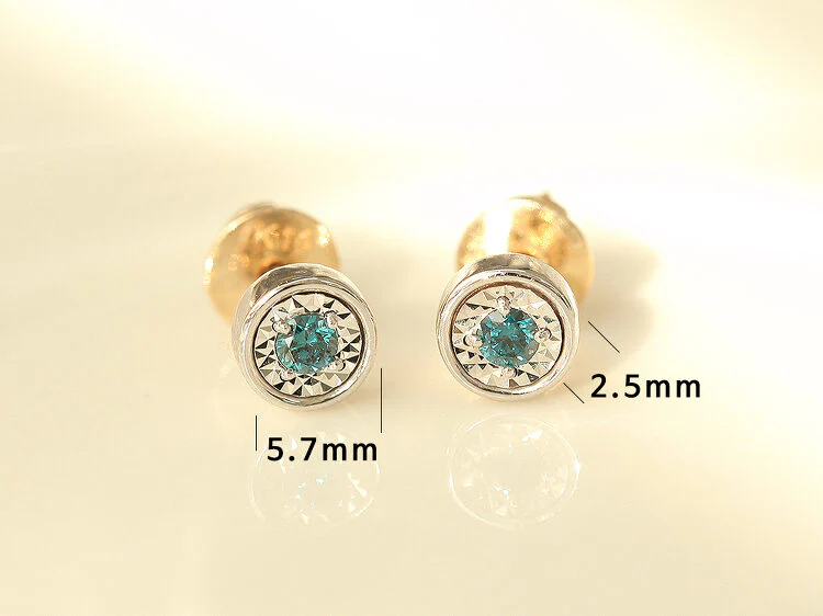 14K Gold White Blue Diamond Earring - Image 9