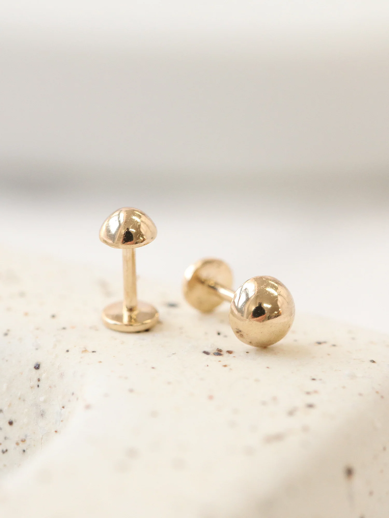 14K Gold Semicircle Labret Piercing 18G16G - Image 5