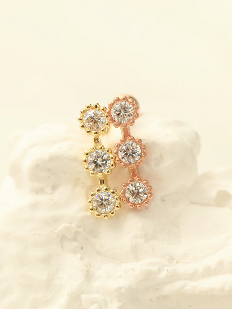 14K Gold Cubic Stick Cartilage earring 20g - Image 3