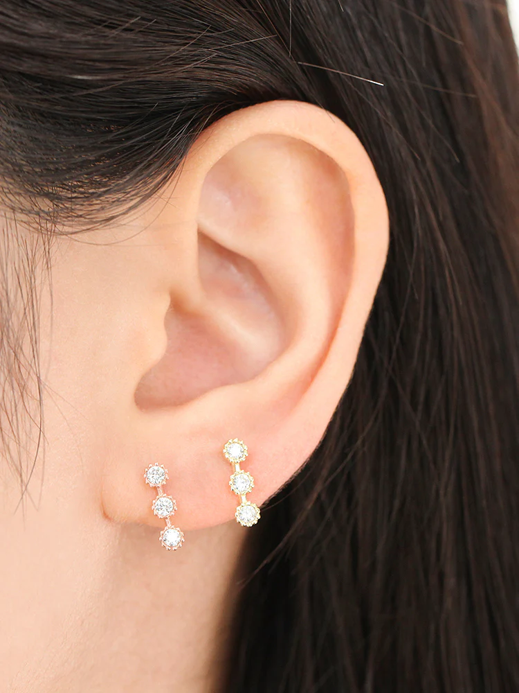 14K Gold Cubic Stick Cartilage earring 20g - Image 5