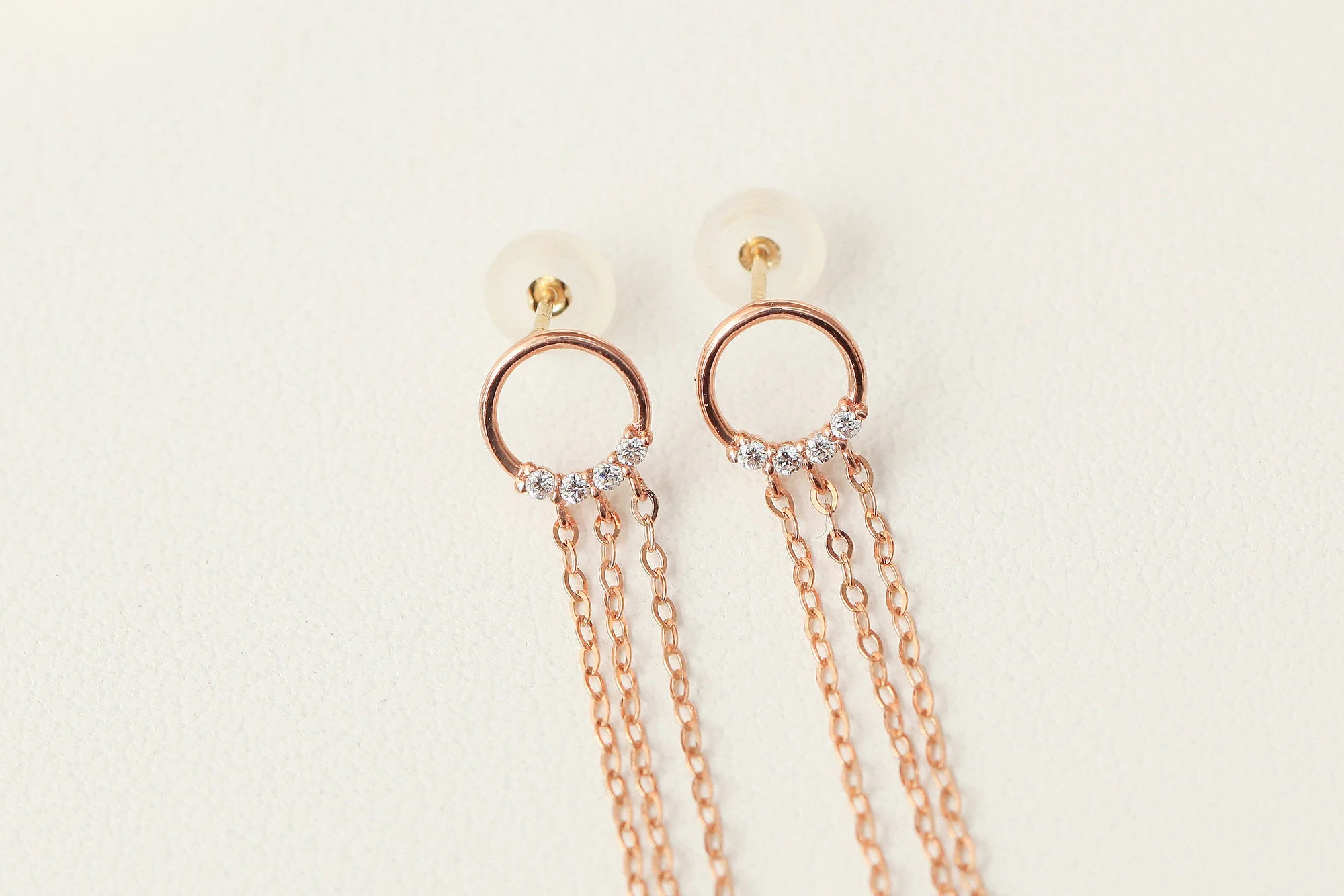 14K Gold Circle Long Drop Earring 20G - Image 10