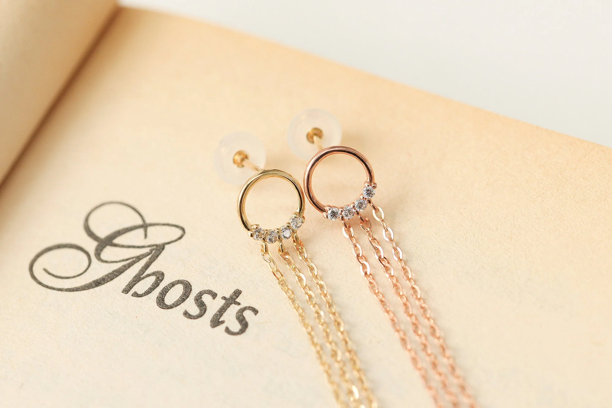 14K Gold Circle Long Drop Earring 20G - Image 11