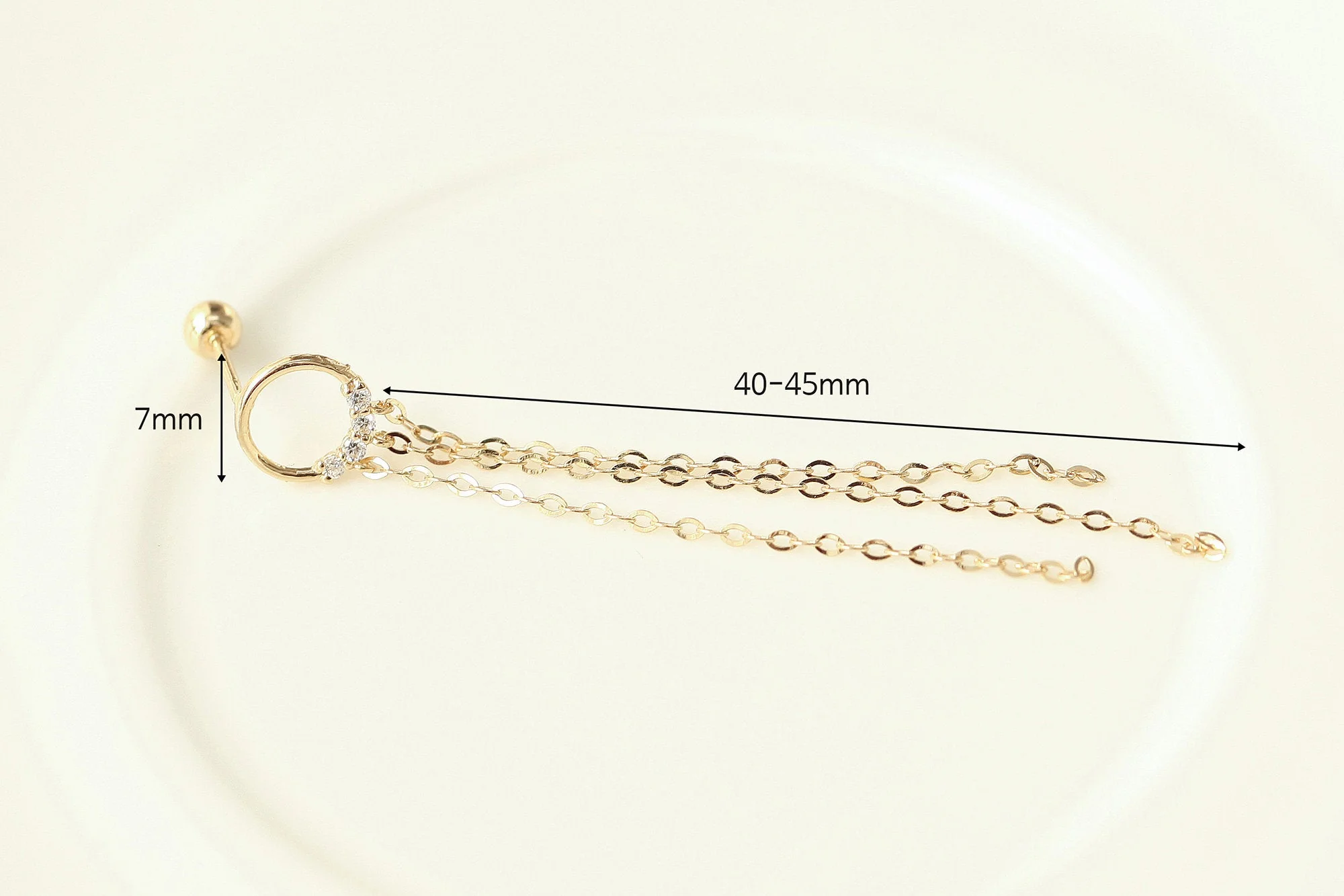 14K Gold Circle Long Drop Earring 20G - Image 12