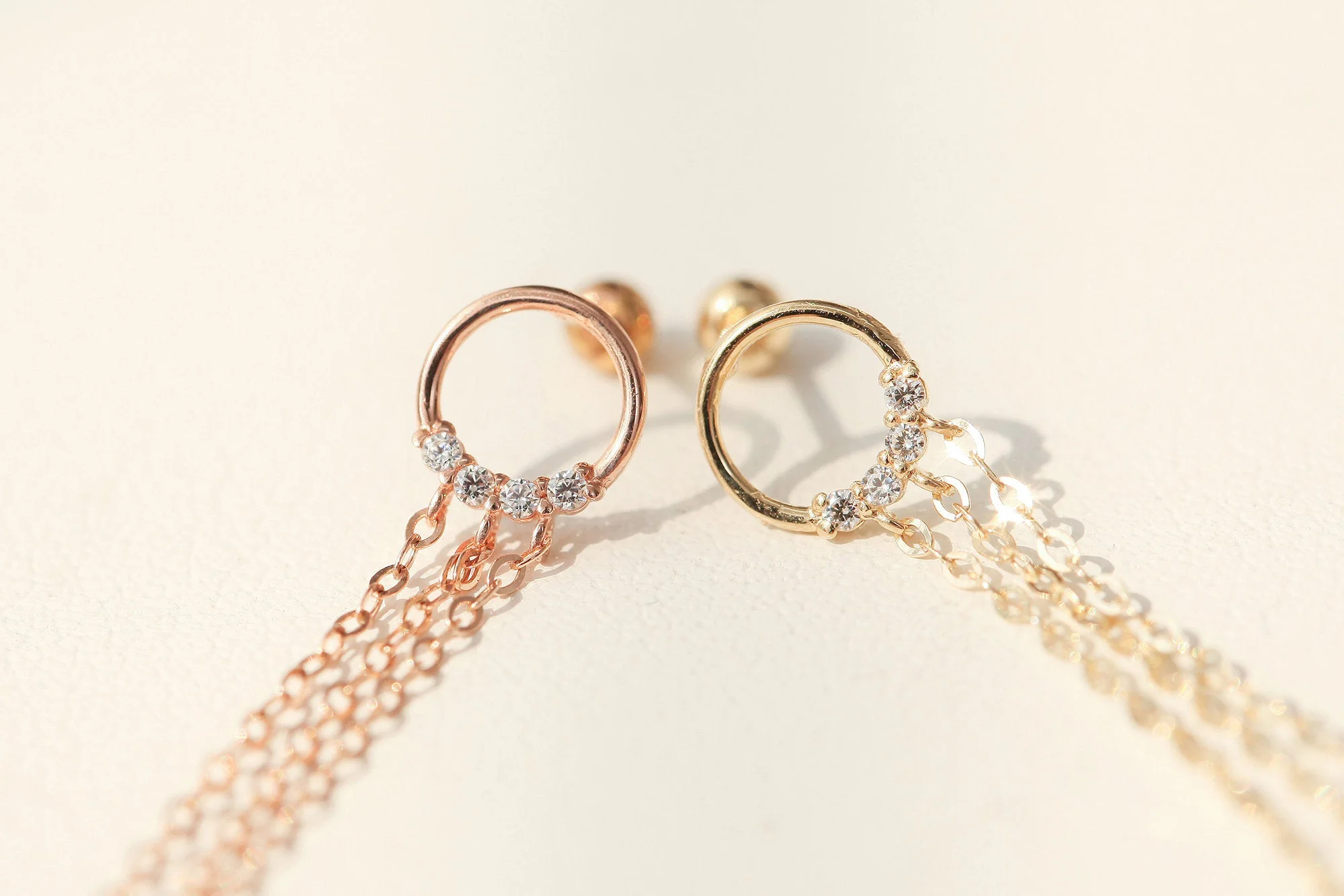 14K Gold Circle Long Drop Earring 20G - Image 6