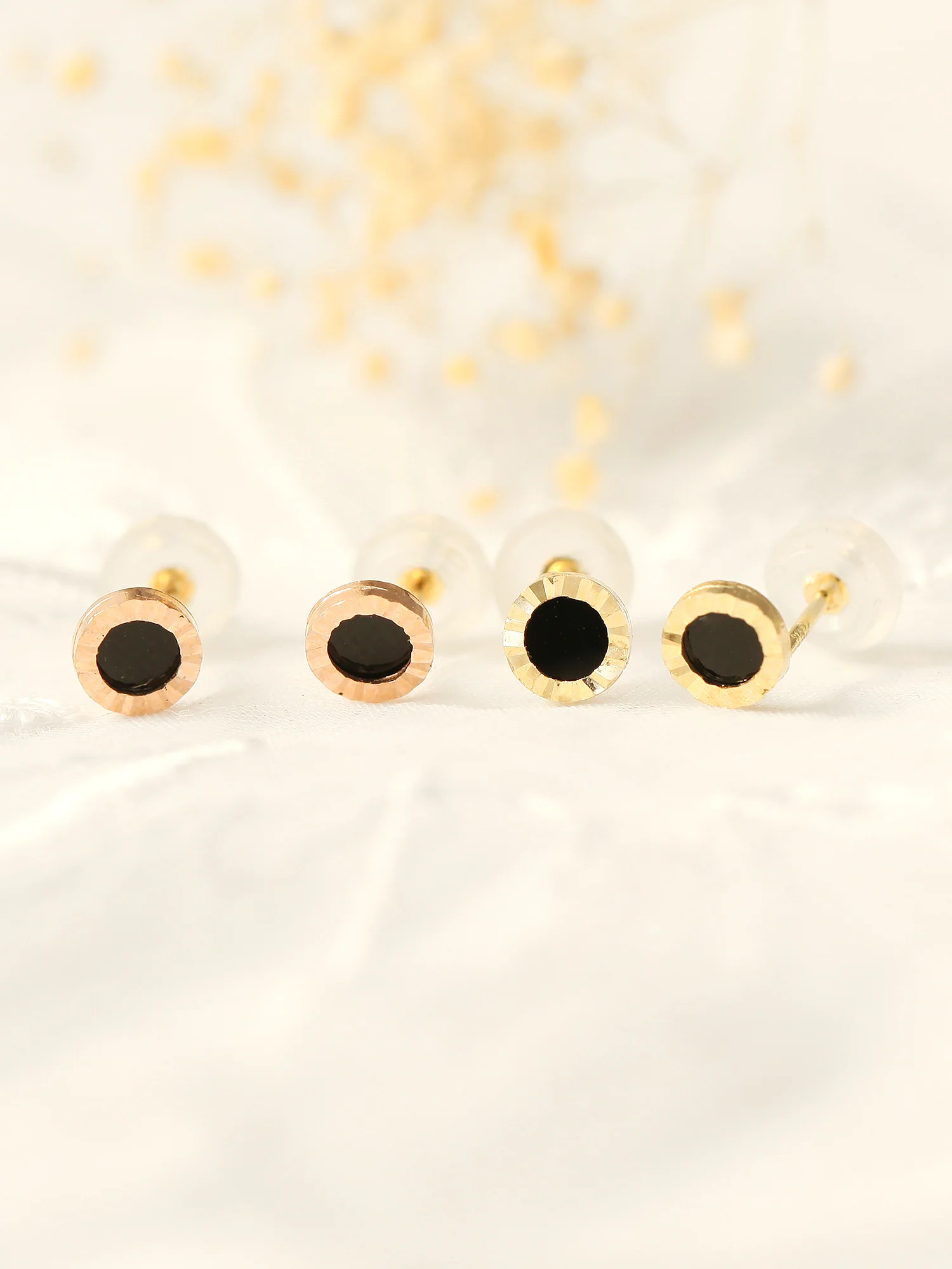 14K Gold Dainty Onyx Cartilage Earring 20G - Image 4