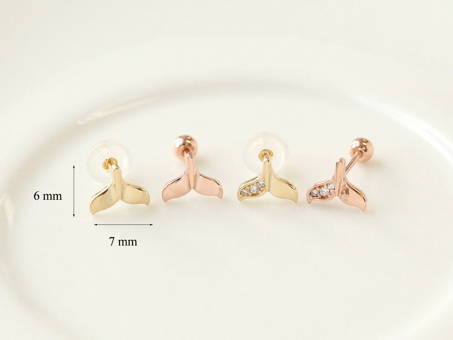 14K Gold Whale Tail Cartilage Earring 20G - Image 12